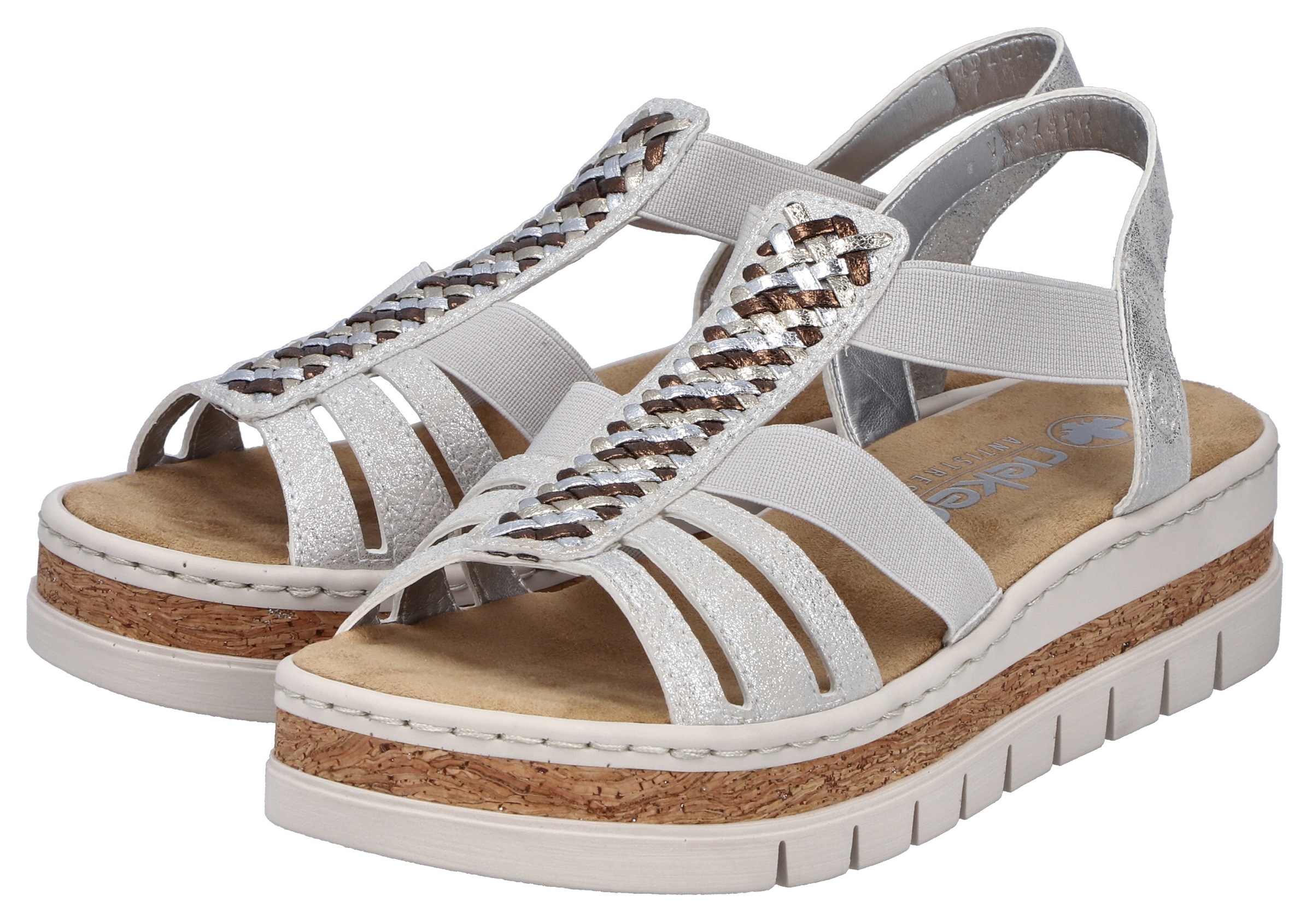 Rieker Keilsandalette  Keilsandalette, Plateausandale, Sommerschuh in Metallic-Optik