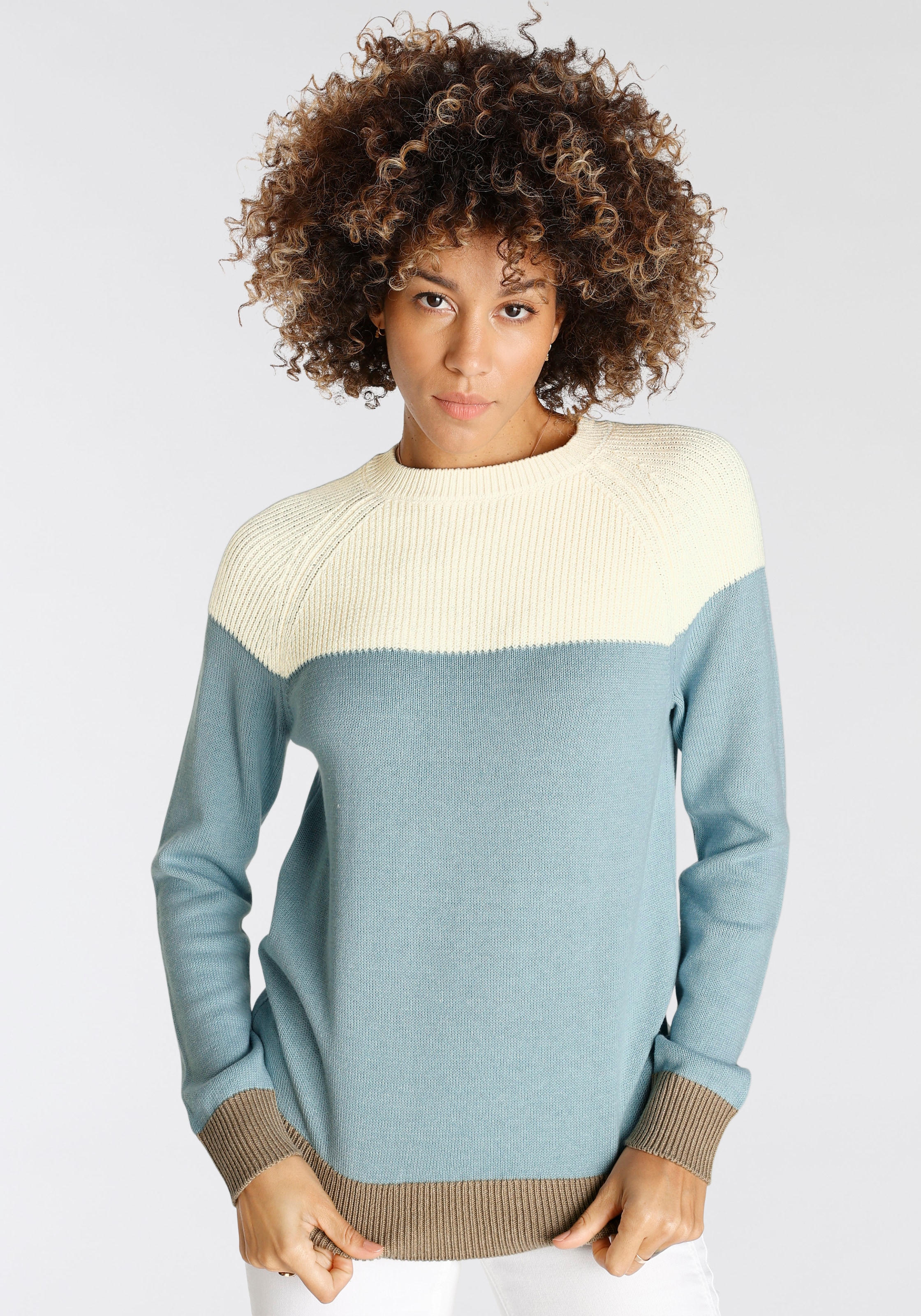 Boysens Strickpullover, in modischem Strick-Mix und Streifendesign günstig online kaufen