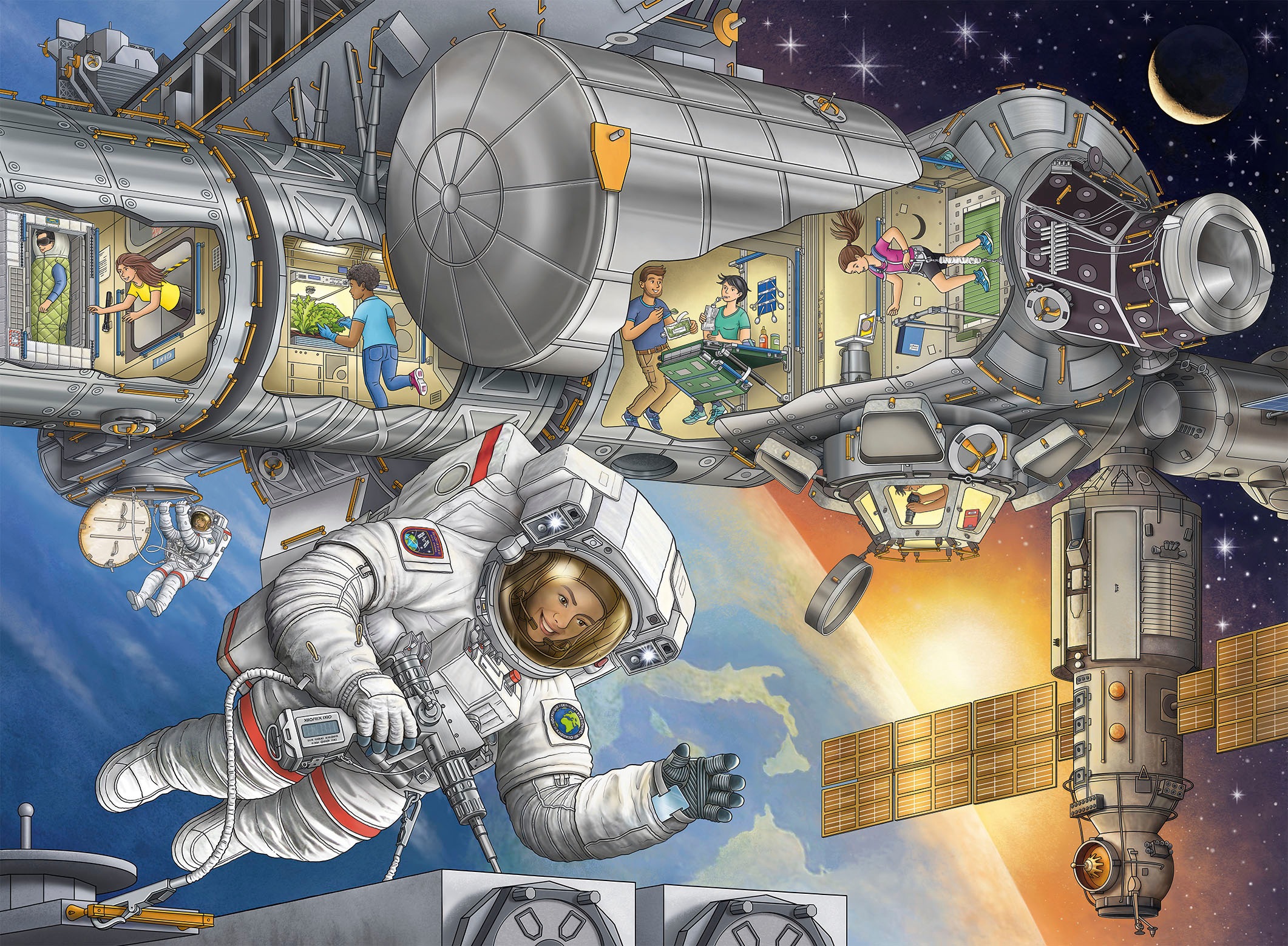 Ravensburger Puzzle »Wieso? Weshalb? Warum? Auf der Weltraumstation«, Made in Germany