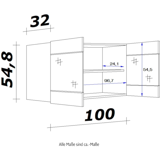 Flex-Well Glashängeschrank »Riva«, (B x H x T) 100 x 54,8 x 32 cm, mit  Stollenglastüren kaufen | BAUR