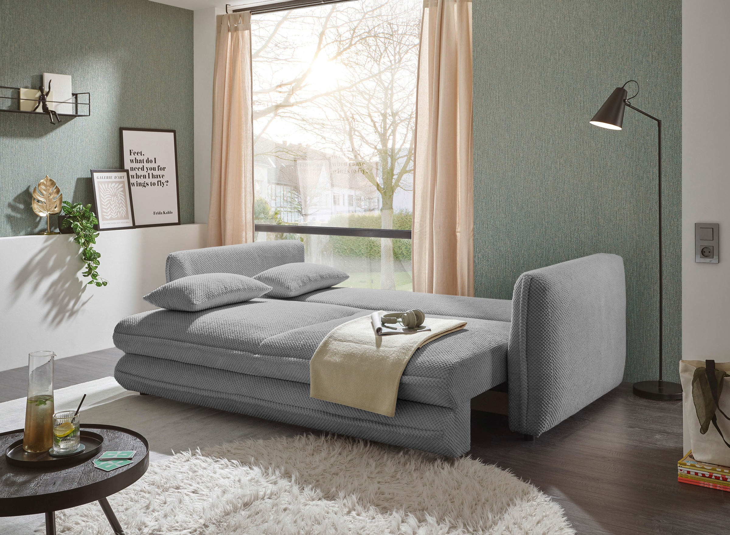 ED EXCITING DESIGN Schlafsofa »Stanley«, mit Bettkasten & 2 Zierkissen