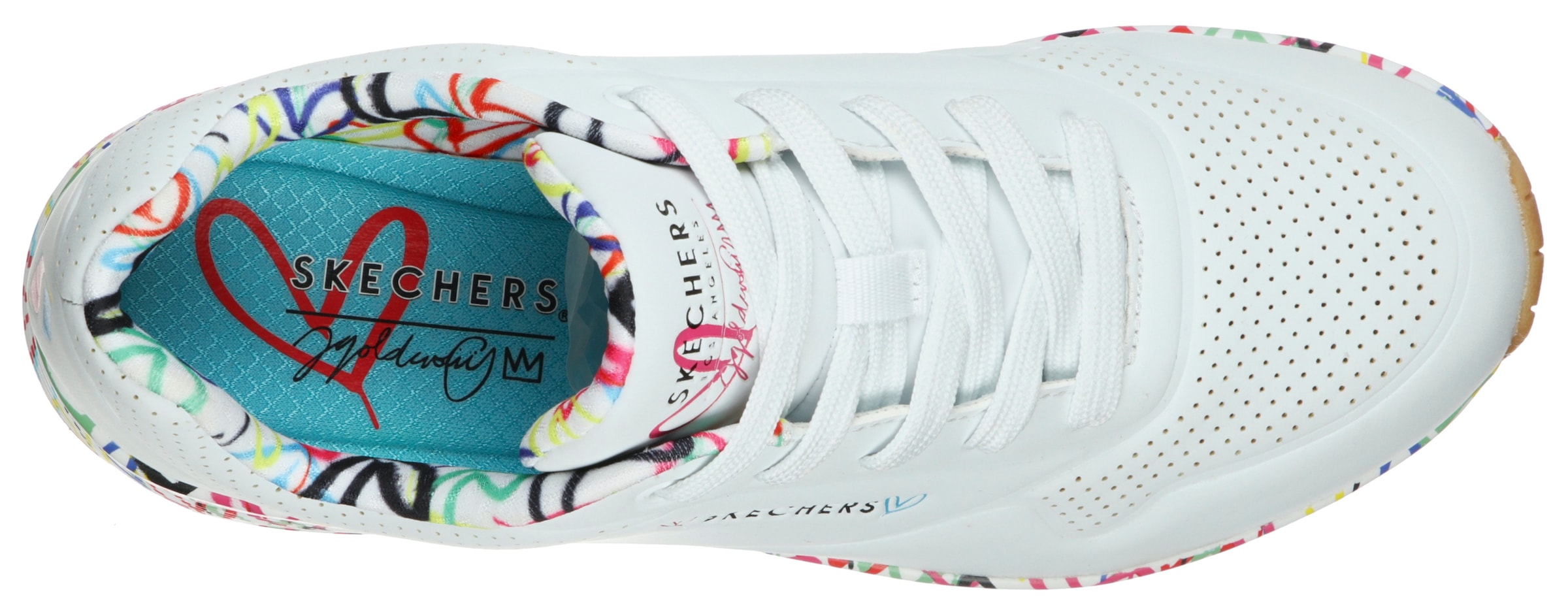 Skechers Wedgesneaker »UNO-LOVING LOVE«, mit coolem Graffiti-Print, Freizeitschuh, Halbschuh, Schnürschuh