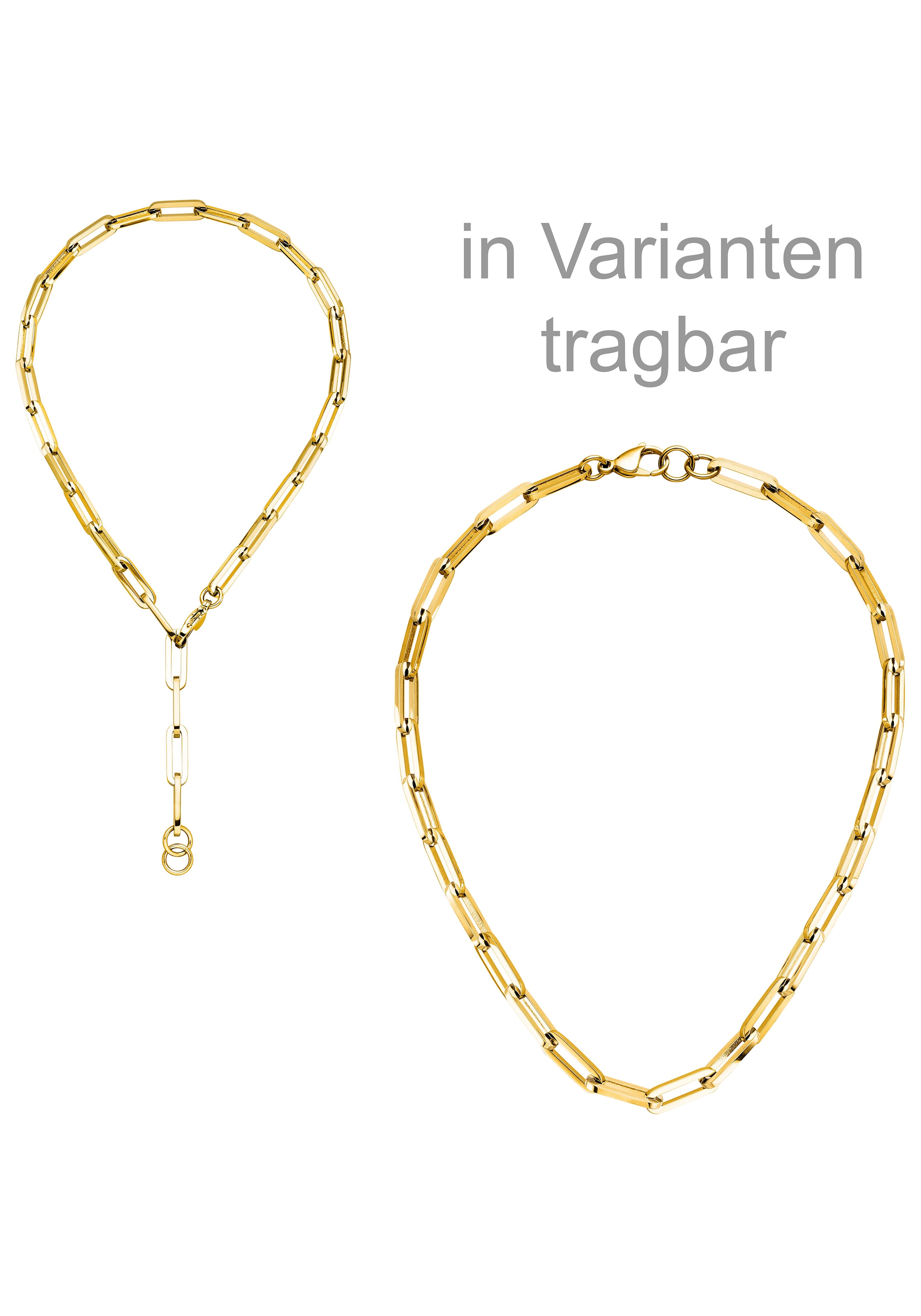 JOBO Kette ohne Anhänger »Paperclip veriabel 7 mm« Edelstahl goldfarben beschichtet 55 cm
