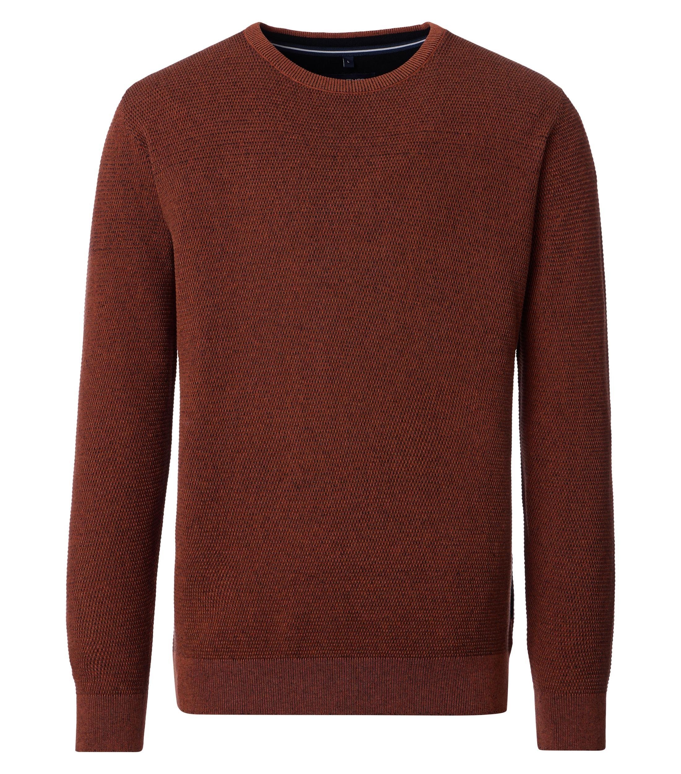 Strickpullover CASAMODA "CASAMODA Pullover uni", Herren, Gr. M, rotorange, 100% Baumwolle, Pullover Strickpullover