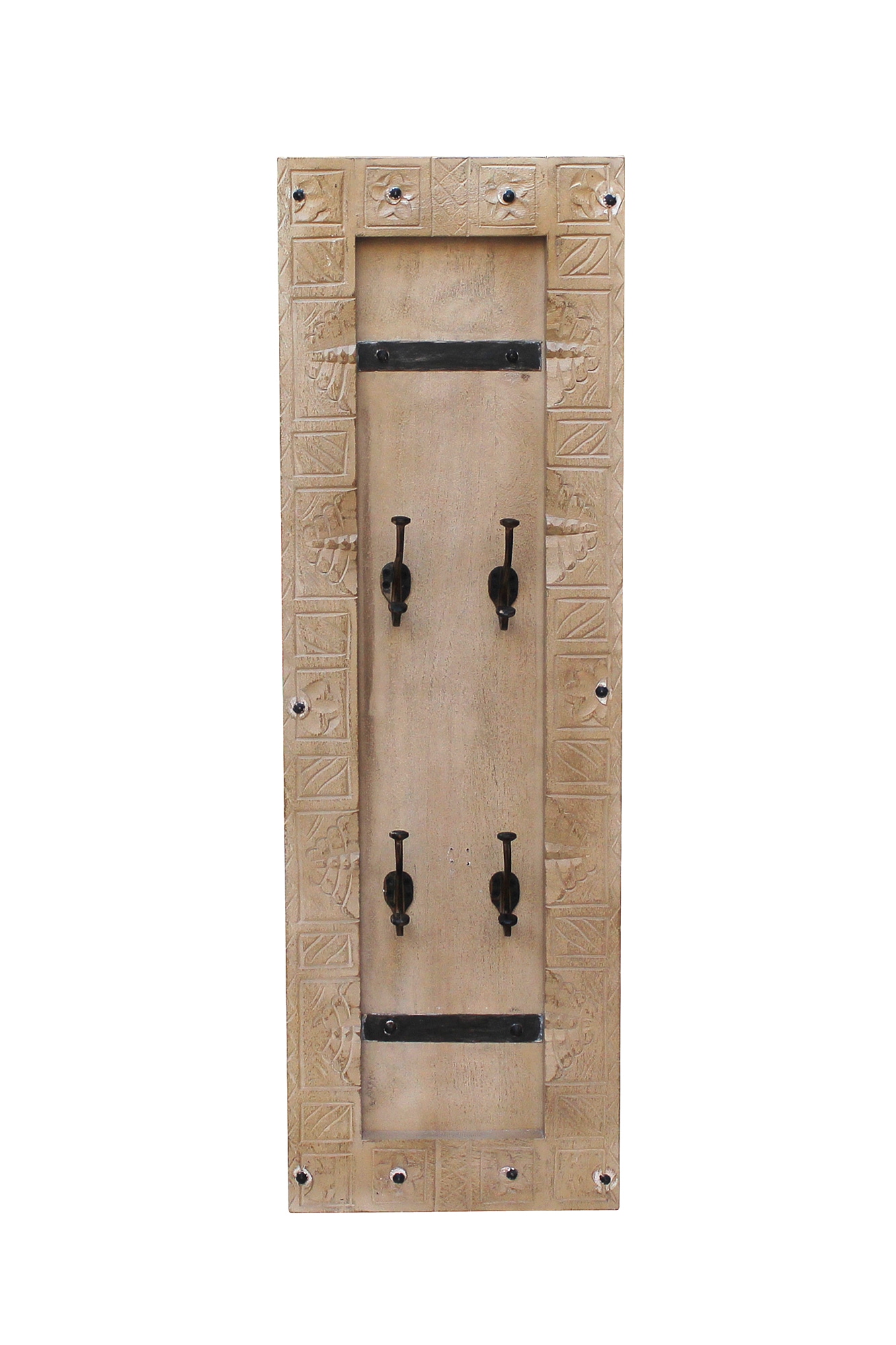 SIT Garderoben-Set, (Set, 3 St., Dielen-Set), Front mit aufwändigen Schnitzereien, Ringgriffe & Beschläge aus Metall
