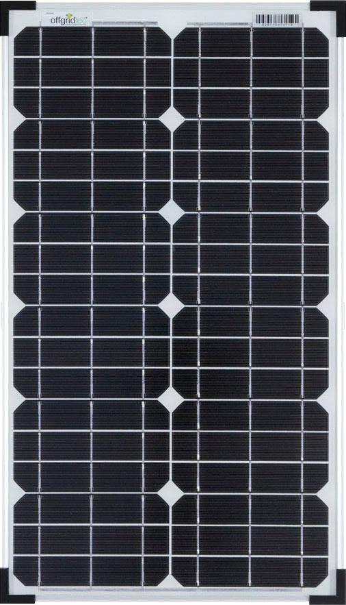 offgridtec Solarmodul "30W MONO 12V Solarpanel", extrem wiederstandsfähiges ESG-Glas