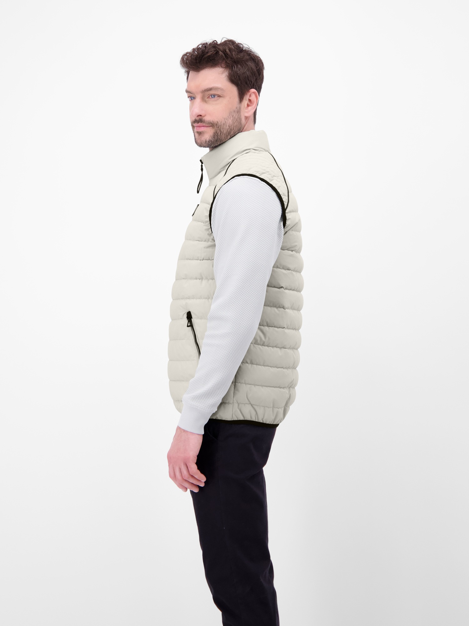 Steppweste LERROS "Steppweste mit Fütterung, sportiv geschnitten", Herren, Gr. XL, pearl grau, 100% Polyester, Westen Steppweste 2