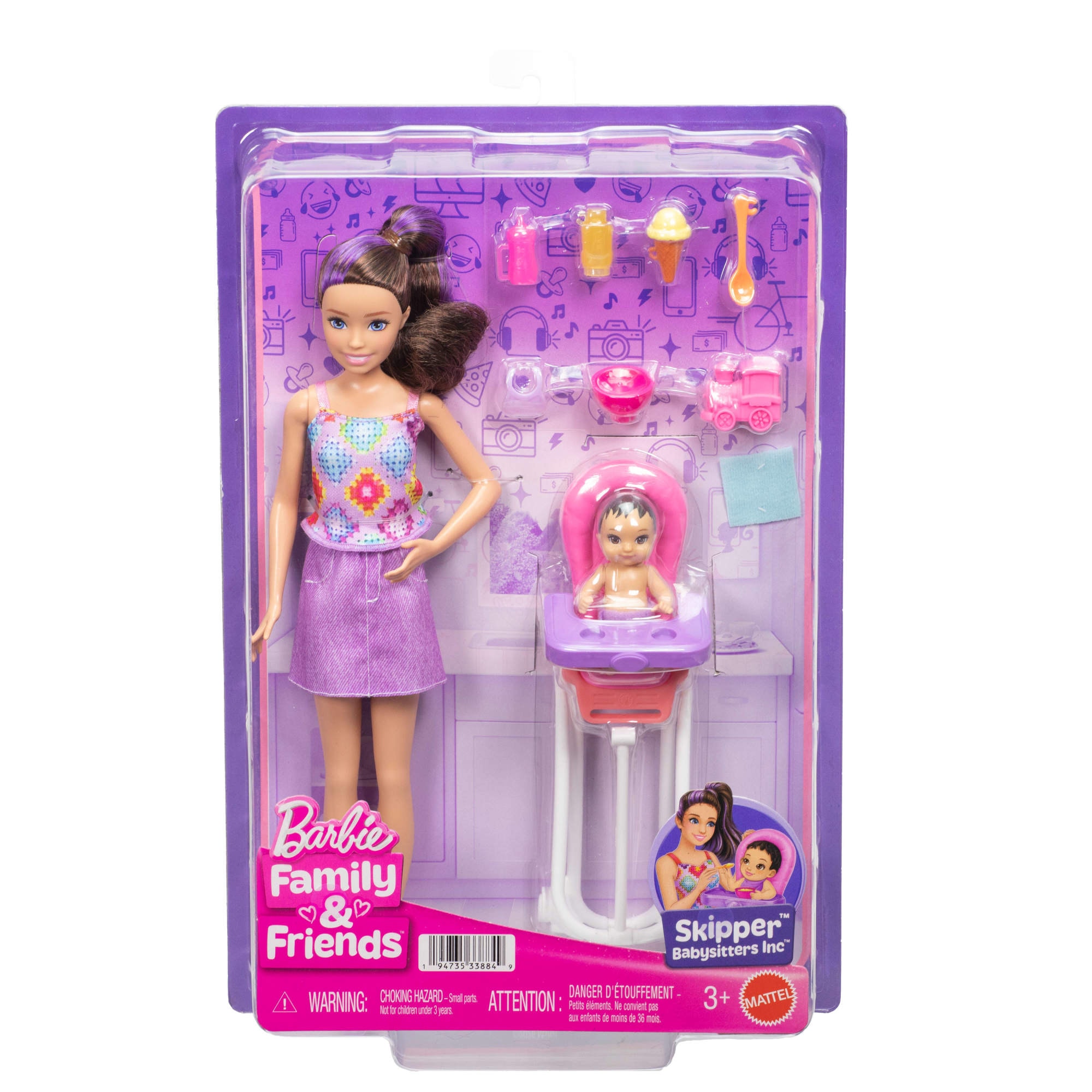 Barbie Anziehpuppe »Barbie "Skipper Babysitters Inc." Hochstuhl Spielset«