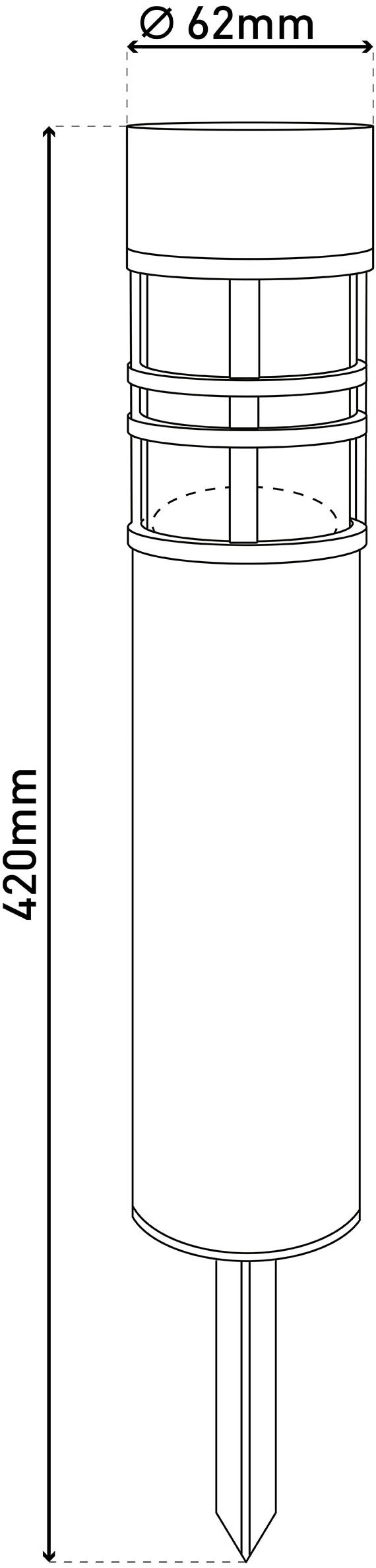 näve LED Solarleuchte »Bobby«, 1 flammig, Leuchtmittel LED-Modul | Leuchtmittel wechselbar, 3er Set, Dämmerungssensor, Schiebeschalter, Höhe 42cm, Edelstahl, IP44