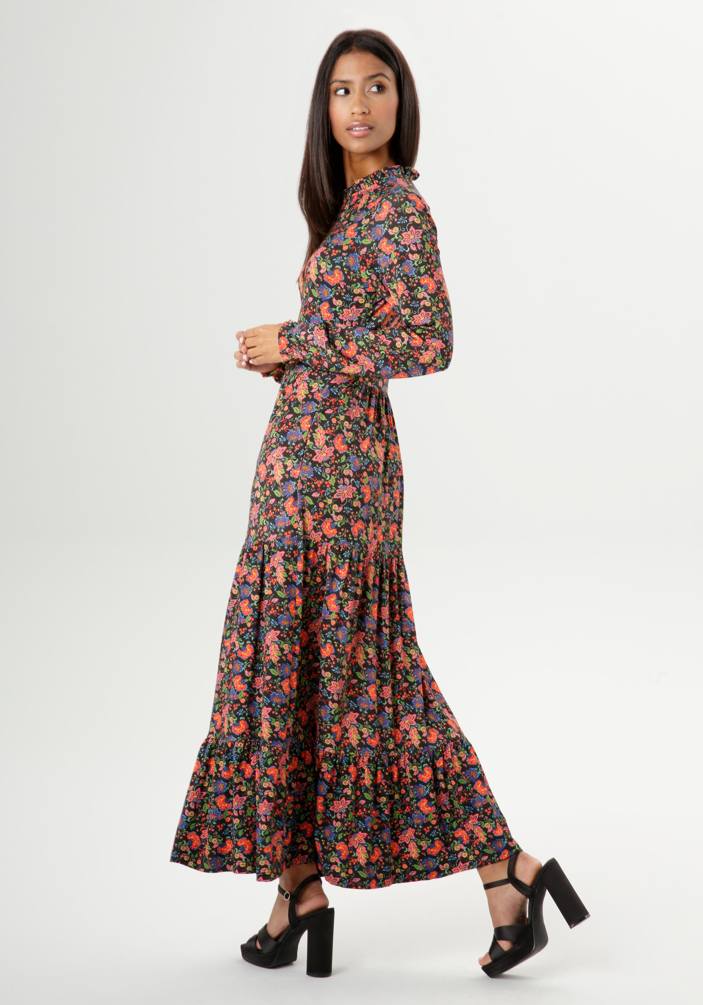 Aniston SELECTED Jerseykleid, mit Rüschen am Ausschnitt - NEUE KOLLEKTION
