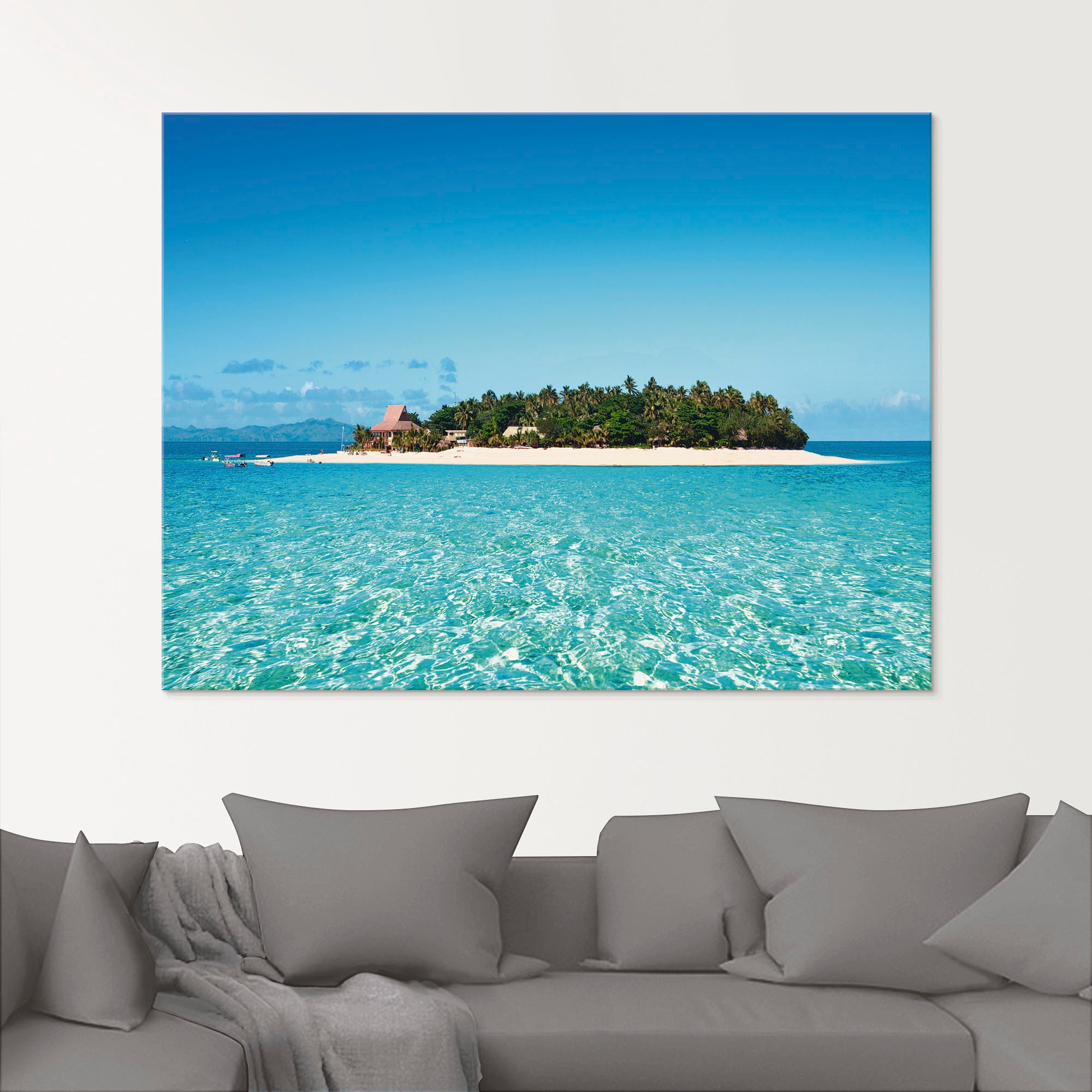 Artland Glasbild »Verblüffende Fiji Insel und klares Meer«, Gewässer, (1 St.), in verschiedenen Größen
