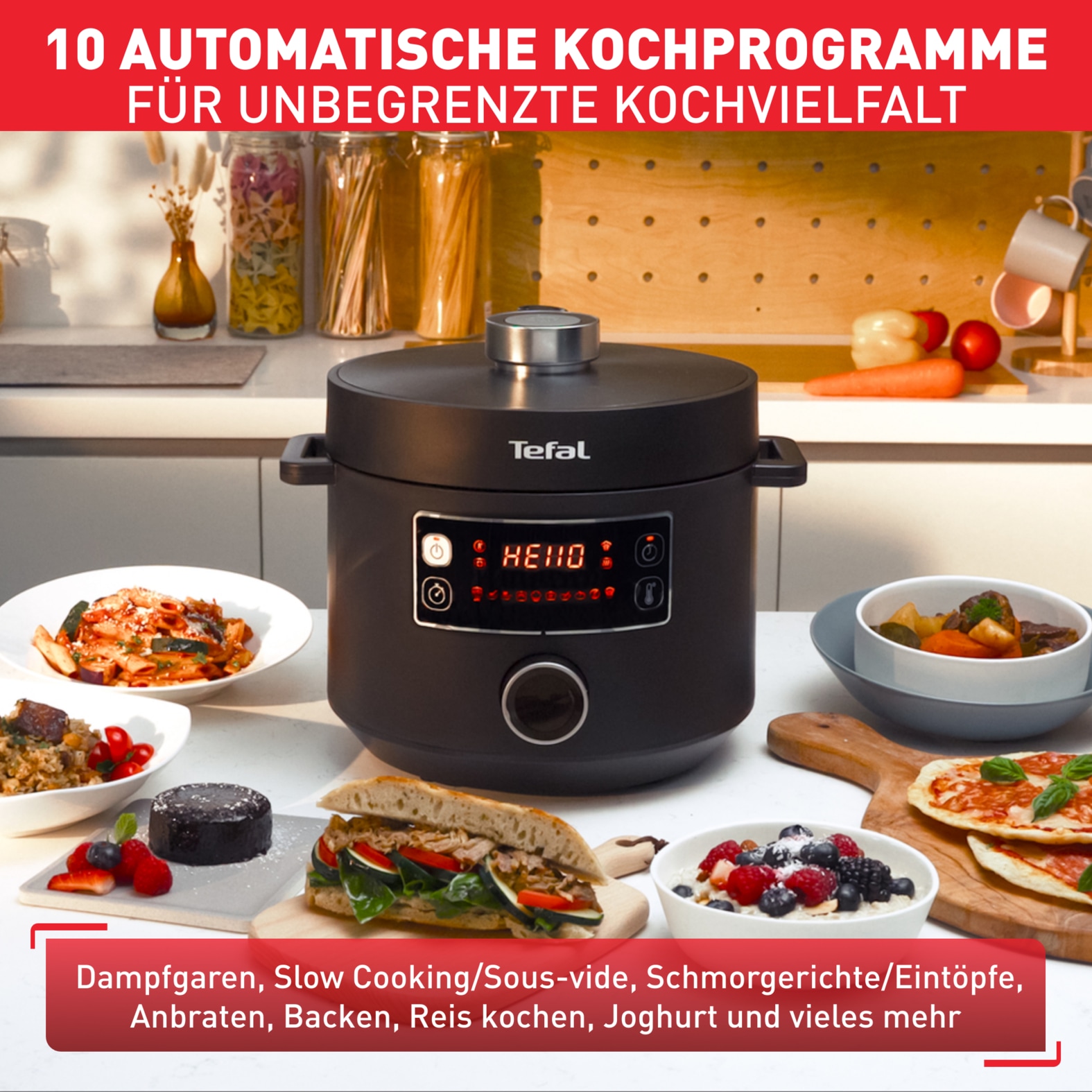 Tefal Multikocher »CY7548 Turbo Cuisine«, elektrischer Schnellkochtopf, 10 automatische Programme, vielseitig