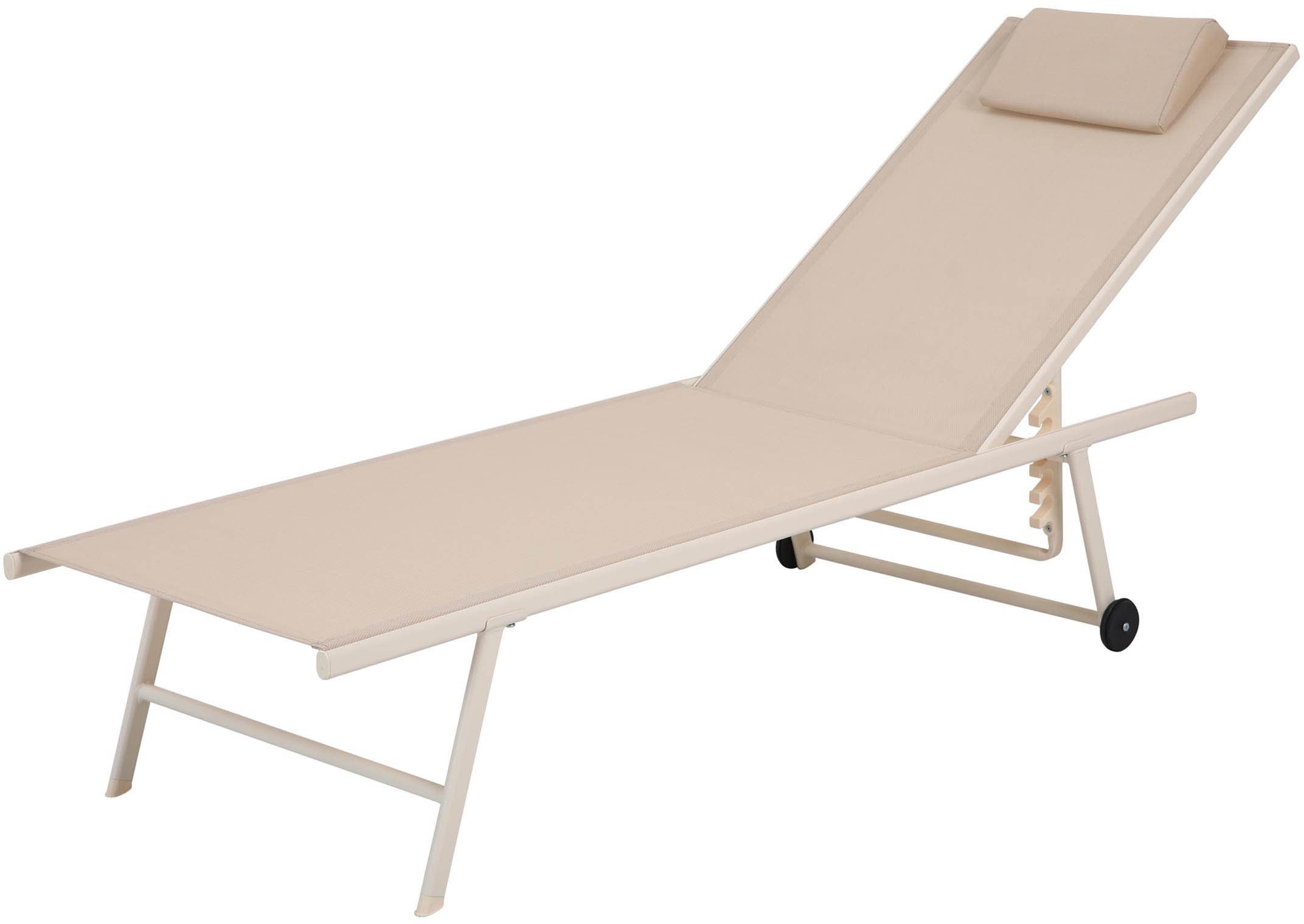 Rollliege BEST, beige, Obermaterial: 100% Polyethylen, Gartenliegen, "Travis", rollbar