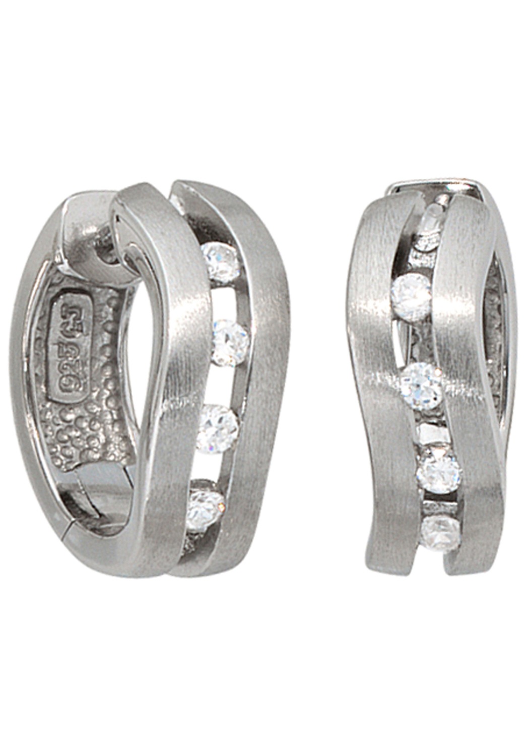 JOBO Paar Creolen, 925 Silber mit Zirkonia