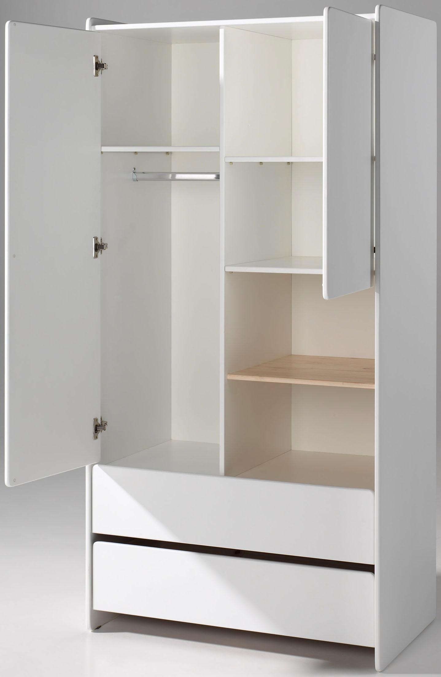 Thumbnail - Vipack Kleiderschrank "Kiddy, mit funktioneller Einteilung und 2 Schubladen, stabil gebaut" H/T ca. 180x55cm, MDF weiß l...