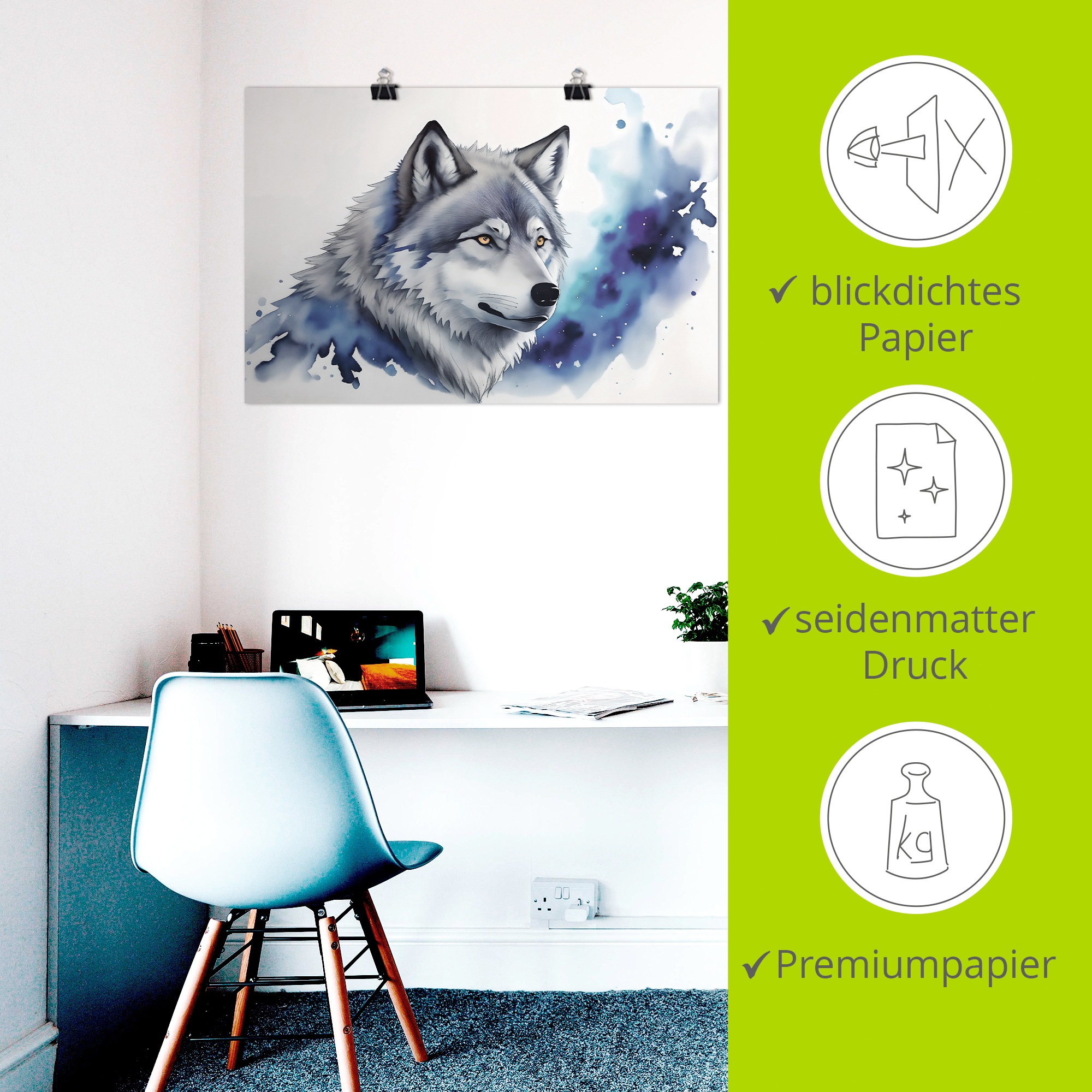 Artland Wandbild »Wolf« Wolfbilder 1 Stk. tlg. als Alubild, Leinwandbild, Poster, Wandaufkleber in verschied. Größen