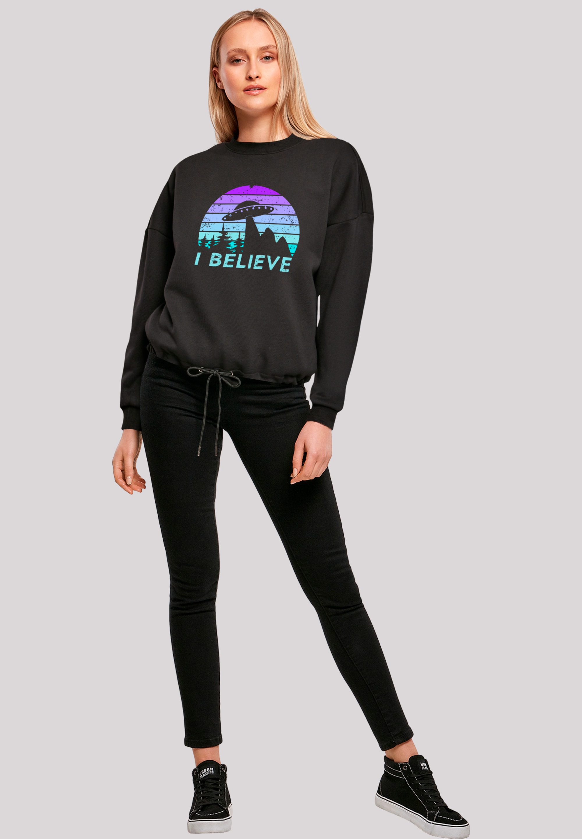 F4NT4STIC Sweatshirt »I BELIEVE UFO Alien Raumschiff Retro«, Premium Qualität
