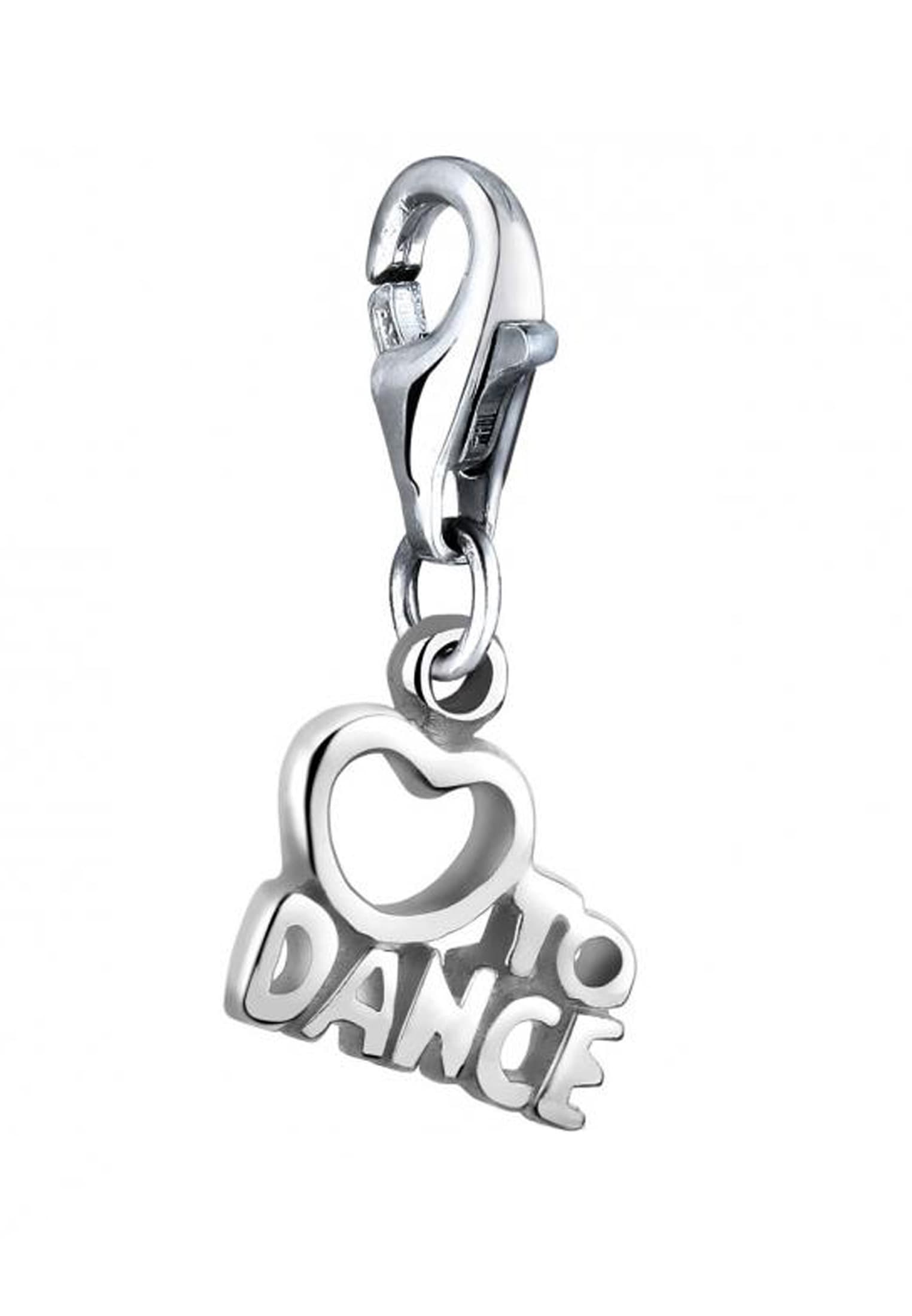 Nenalina Charm-Einhänger »"Love to Dance" Wording Herz 925 Silber«
