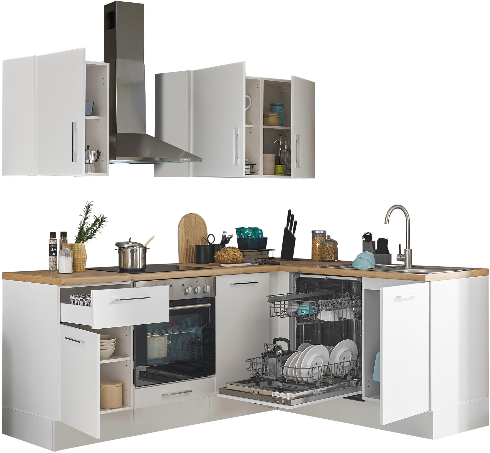 BASIC by Balculina Winkelküche »Turin«, Stellmaße 220x175 cm, wahlweise mit E-Geräten