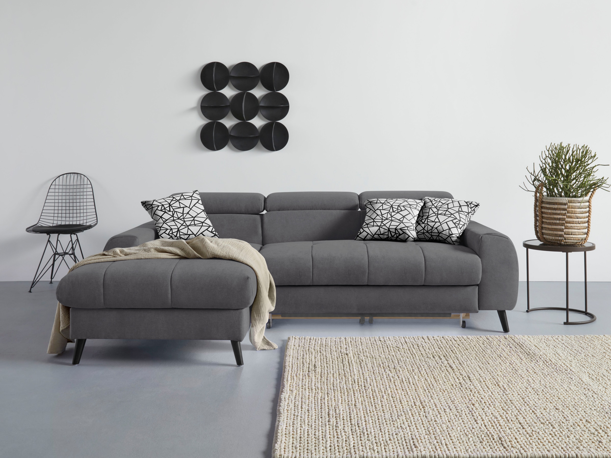 COTTA Ecksofa "Mia L-Form mit 3 Zierkissen", wahlweise mit Bettfunktion, Be günstig online kaufen