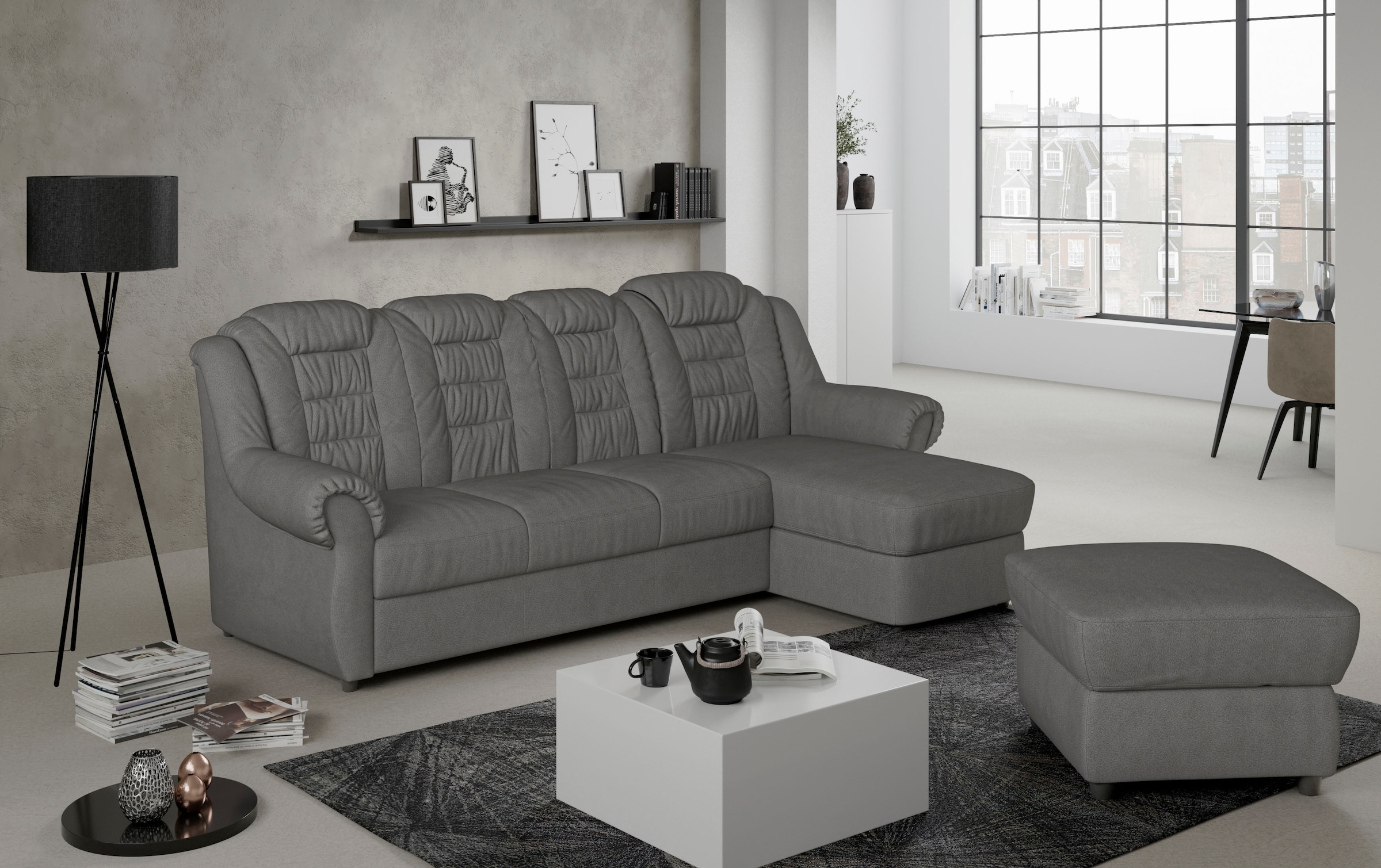 Home affaire Ecksofa »Boston L-Form«, Gemütliches Ecksofa mit hoher Rückenlehne in klassischem Design