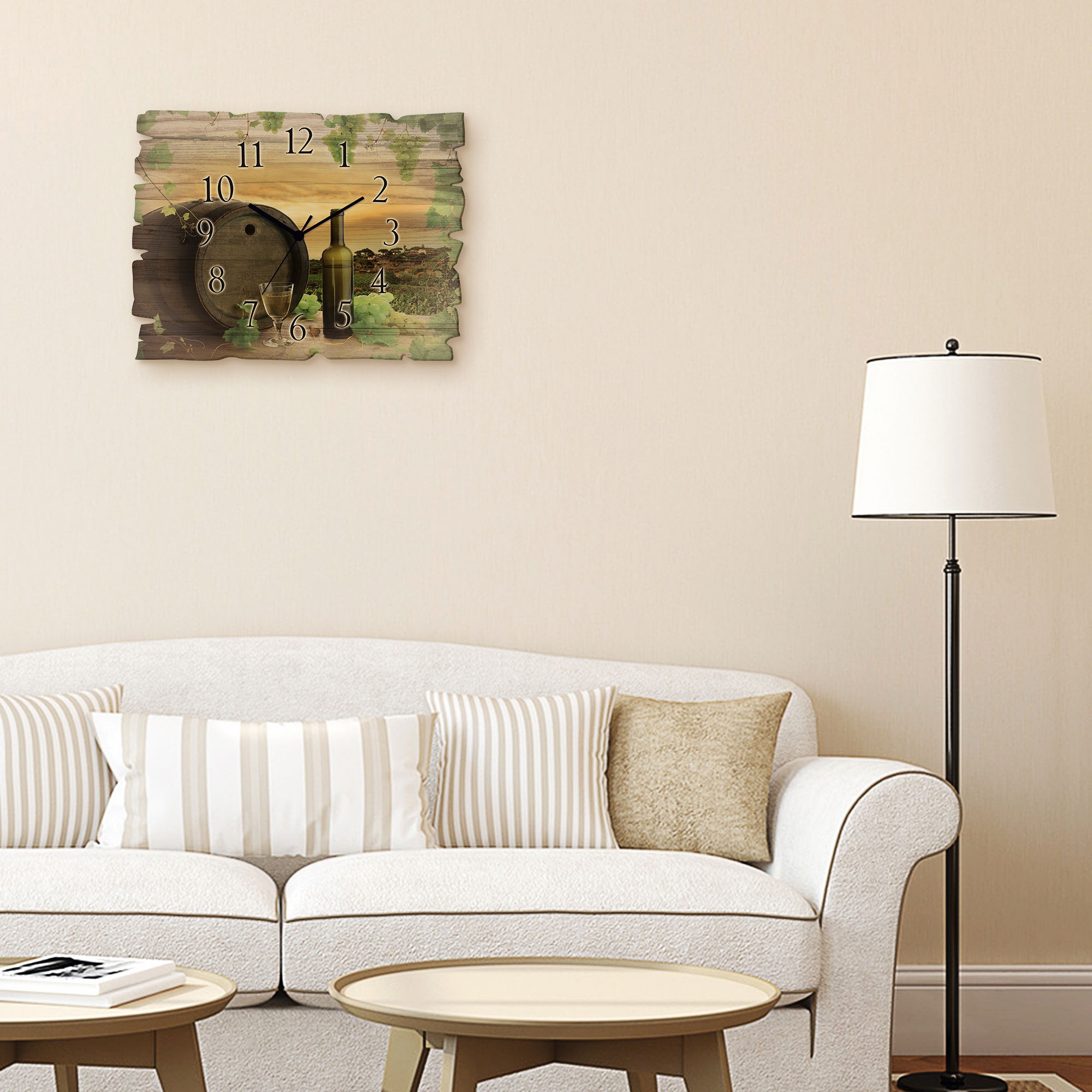 Artland Wanduhr "Holzuhr Wein Trauben Reben Weinberg" wahlweise mit Quarz- günstig online kaufen