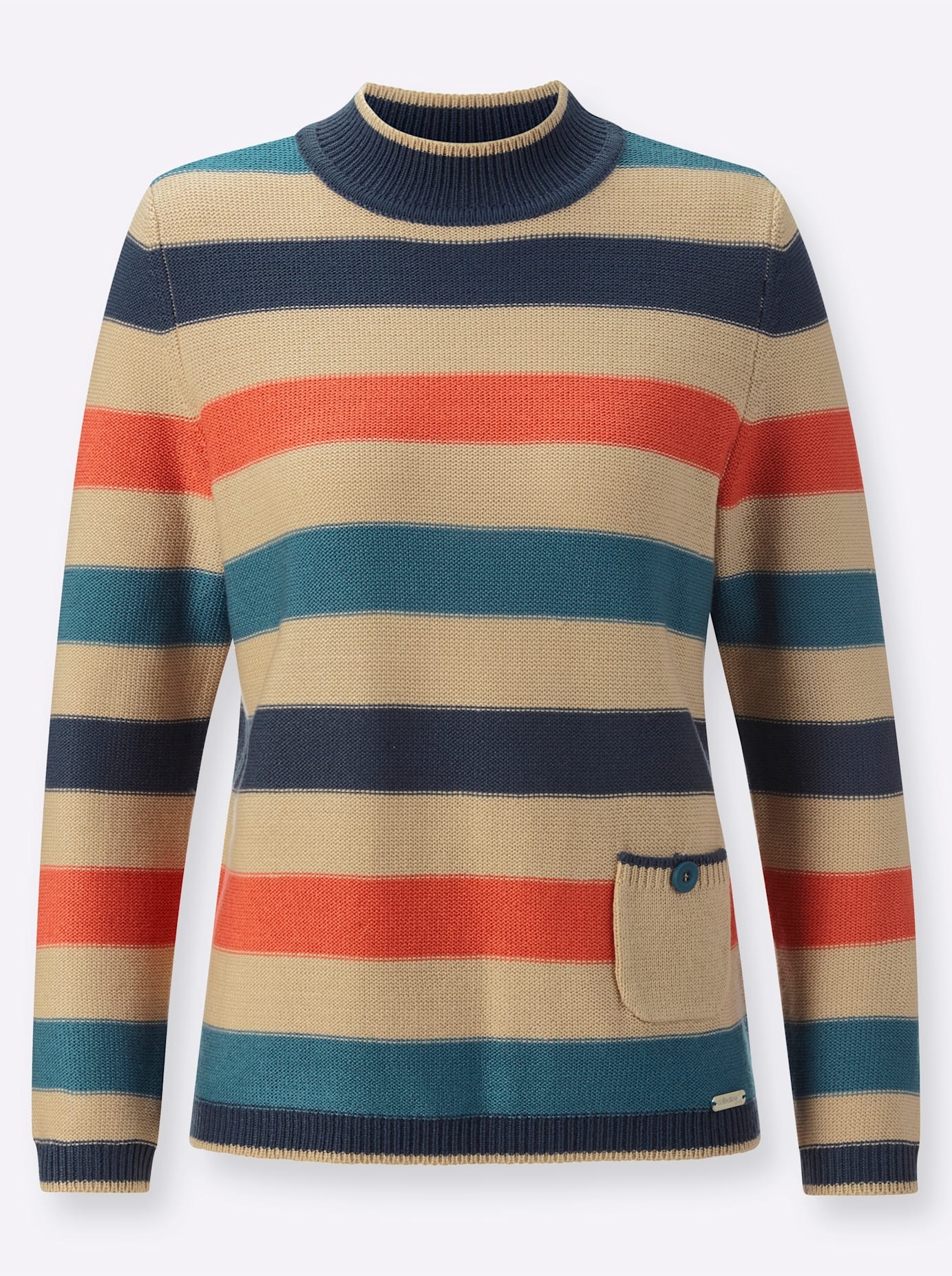 Streifenpullover CASUAL LOOKS "Pullover", Damen, Gr. 50, bunt (topas, terra, geringelt), 100% Polyacryl, gemustert, gestreift, mehrfarbig, Pullover Streifenpullover 3