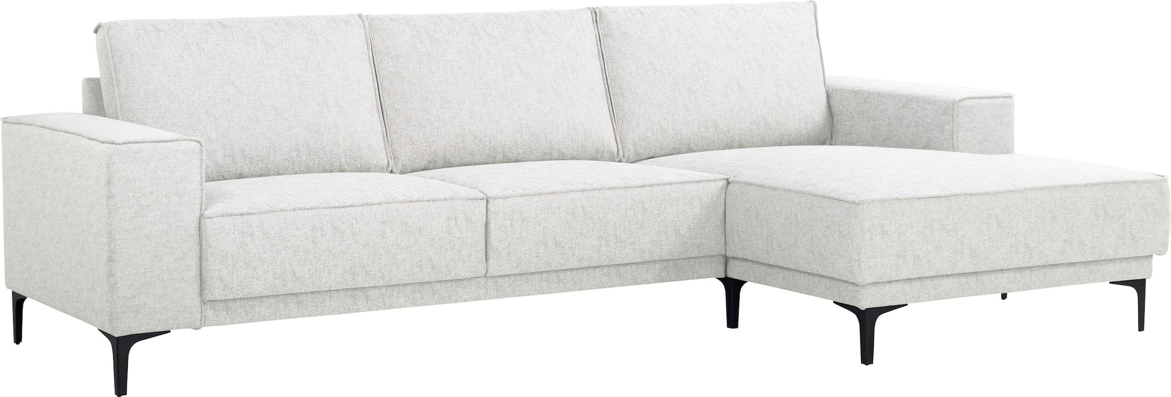 Places of Style Ecksofa »Polsterecke Oland, Struktur, Flachgewebe, Luxus-Microfaser, Boucle«, L-Form, 280 cm, Wellenunterfederung, Skandi-Design, Metallfüße