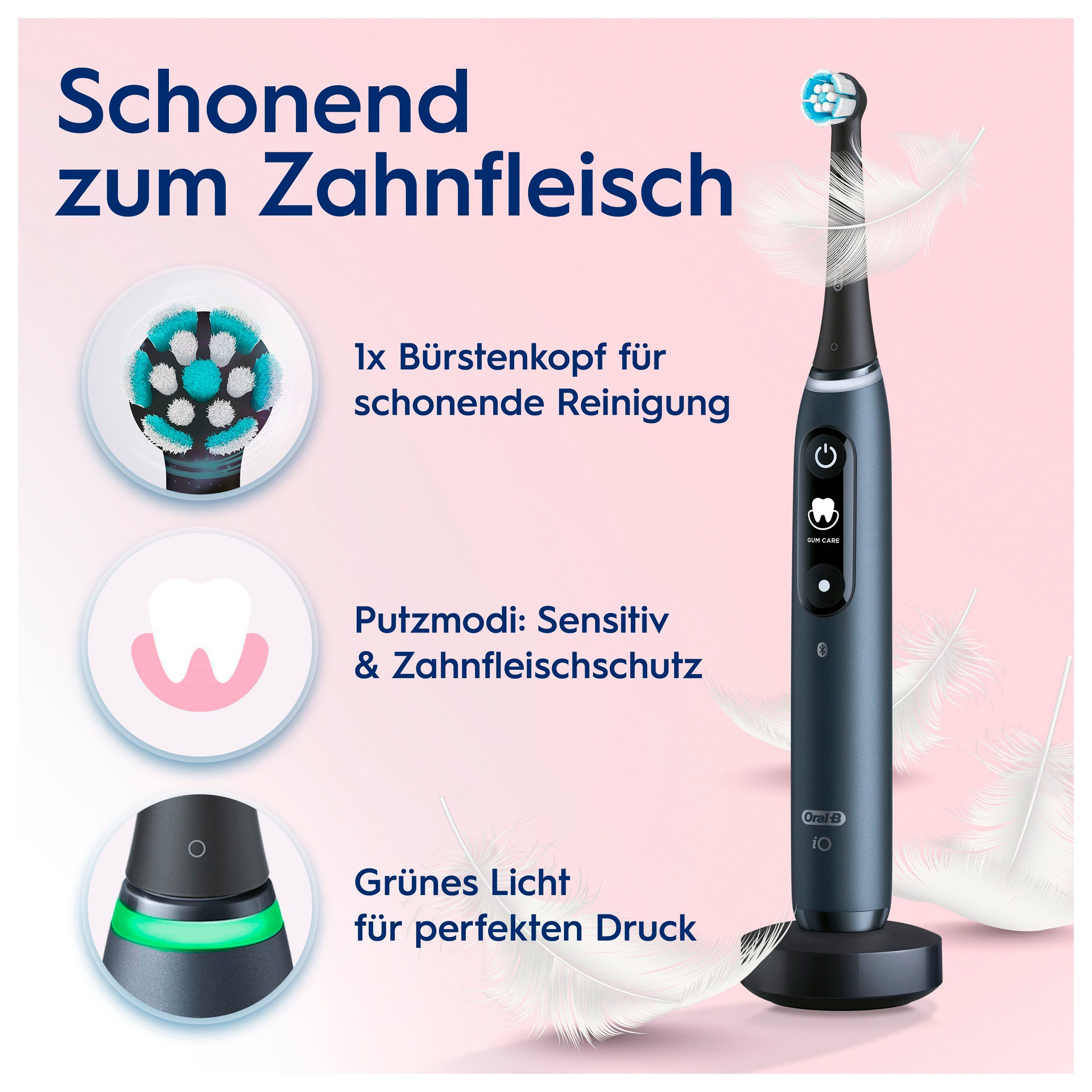 Oral-B Elektrische Zahnbürste »iO 7« 2 Stk. Aufsteckbürsten mit Magnet-Technologie, Display, 5 Putzmodi, Reiseetui