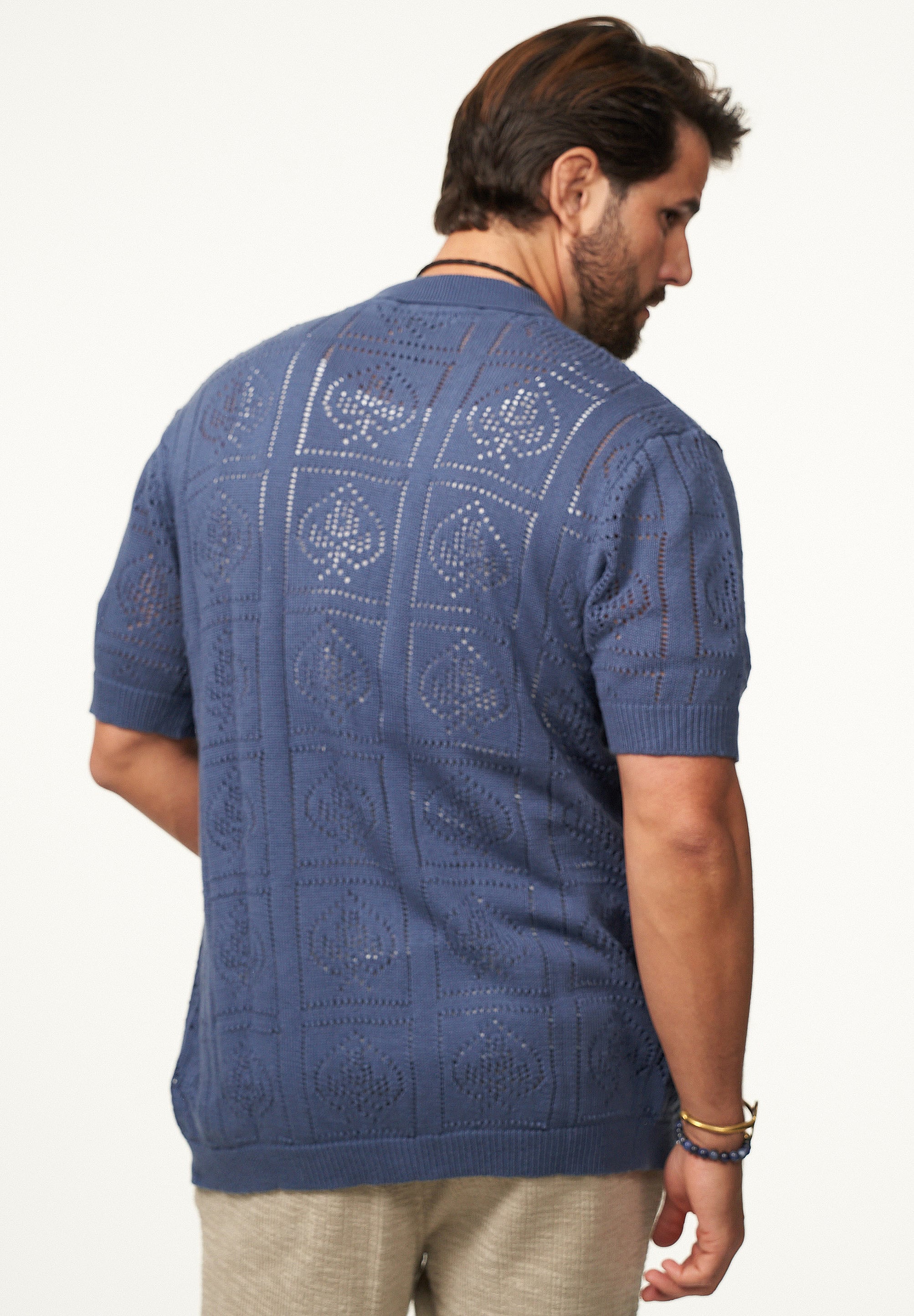 SOULSTAR Poloshirt »Kurzarm Strickhemd im Cardigan Stil mit Knopfleiste für Herren« Herren Kurzarm Strick Polo-Hemd Cardigan T-Shirt