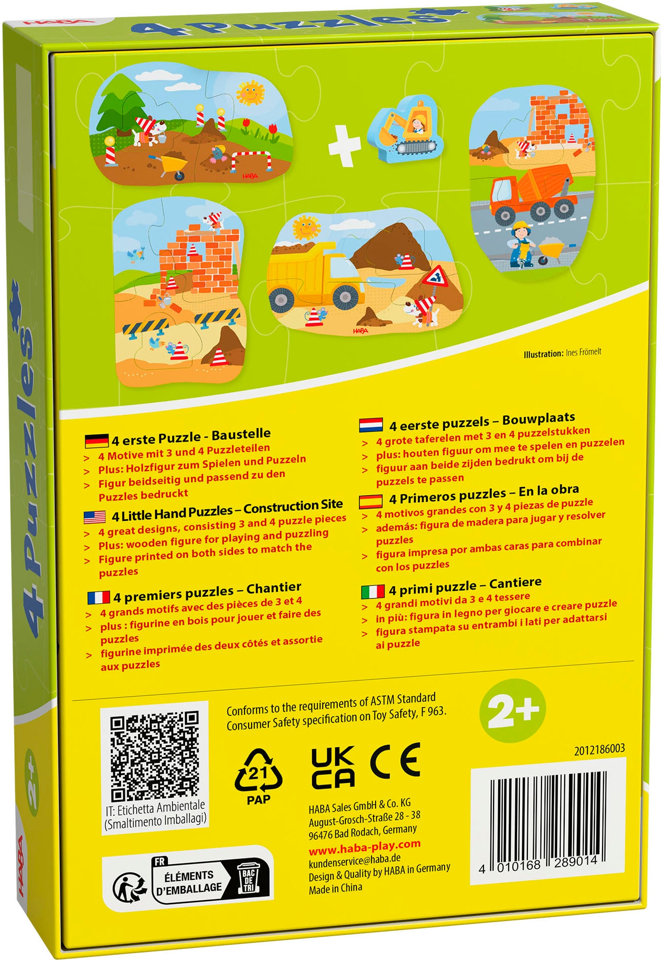 Haba Puzzle »4 erste Puzzles Baustelle«, (14 tlg.)