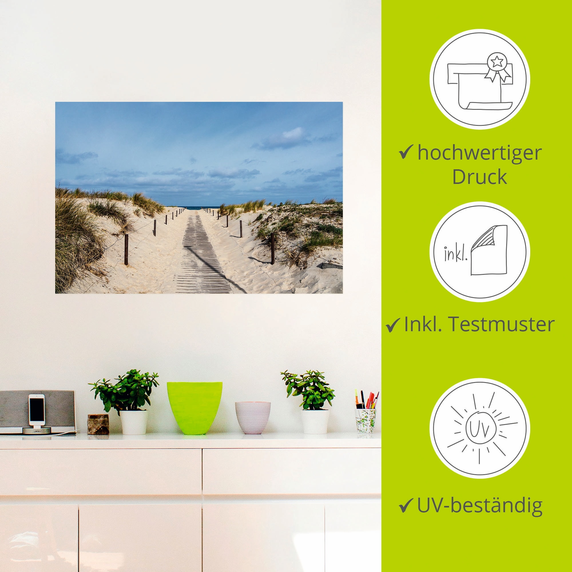Artland Wandbild »Strandaufgang an Küste der Ostsee«, Strandbilder, (1 St.), als Alubild, Outdoorbild, Leinwandbild, Poster, Wandaufkleber