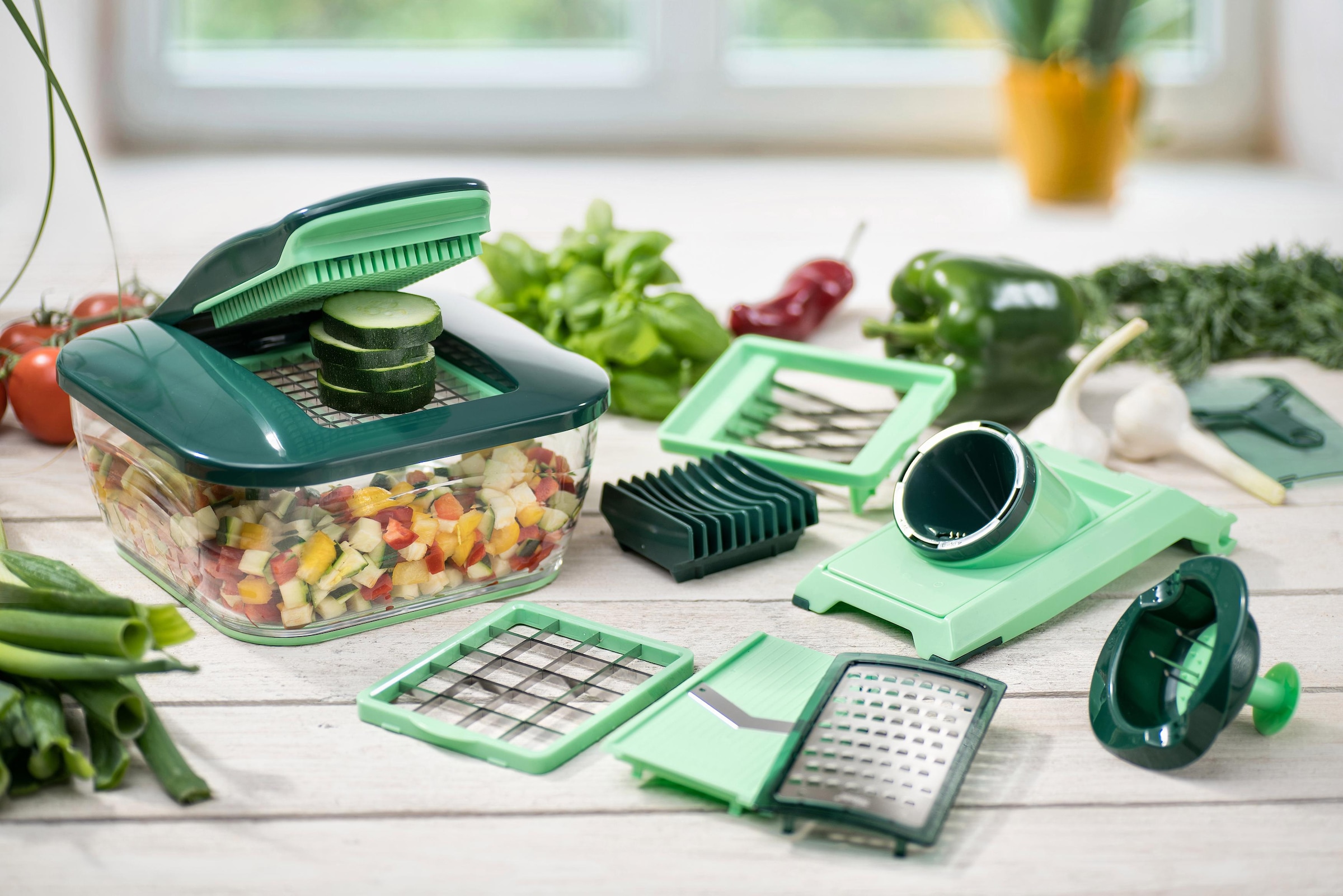 Genius Zerkleinerer »Nicer Dicer Chef«, 3300 ml Kunststoff-Auffangbehälter, 15-teilig