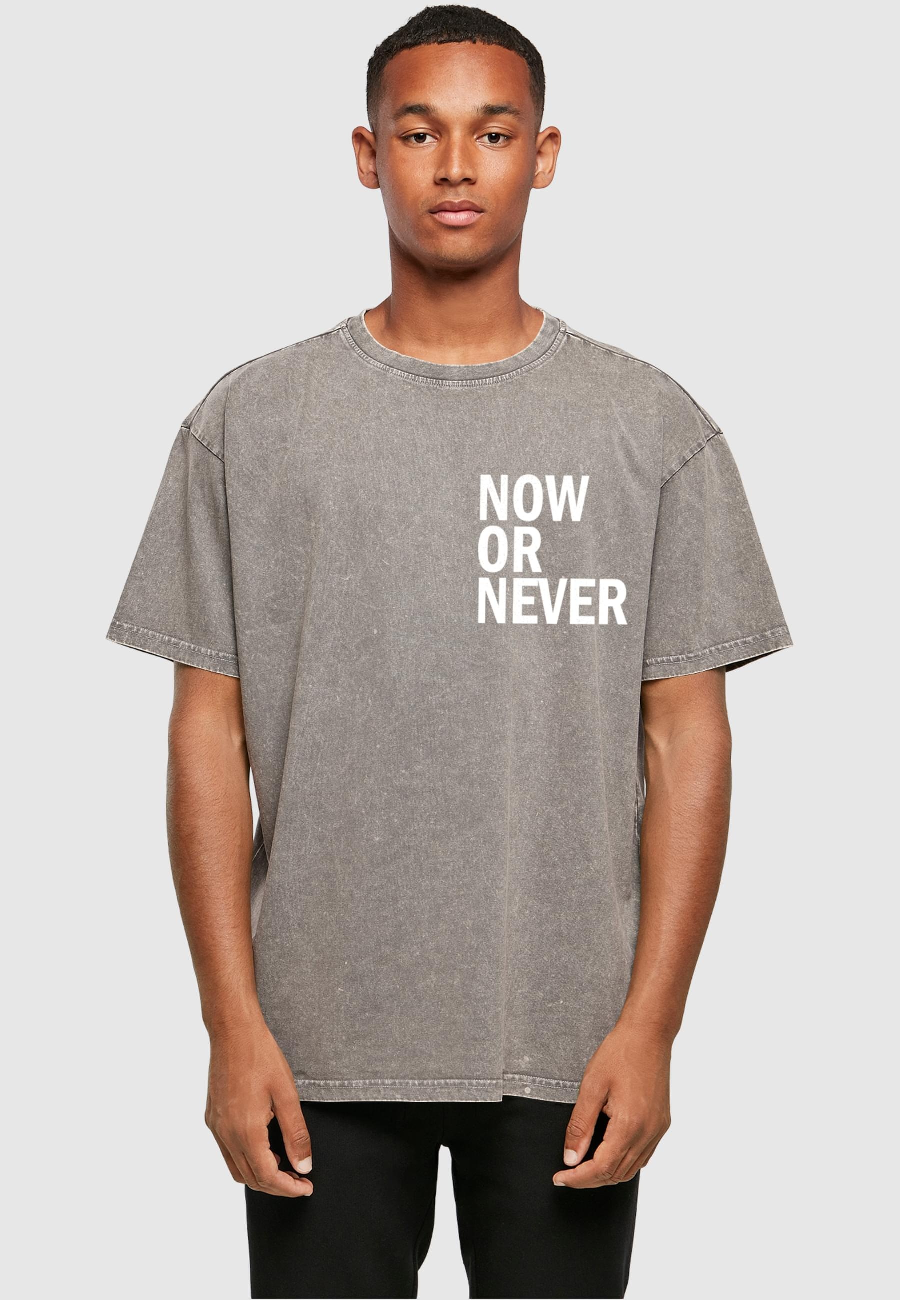 Thumbnail - Merchcode T-Shirt "Merchcode Herren Now Or Never Acid Washed Heavy Oversized Tee" 1 Stk. tlg.