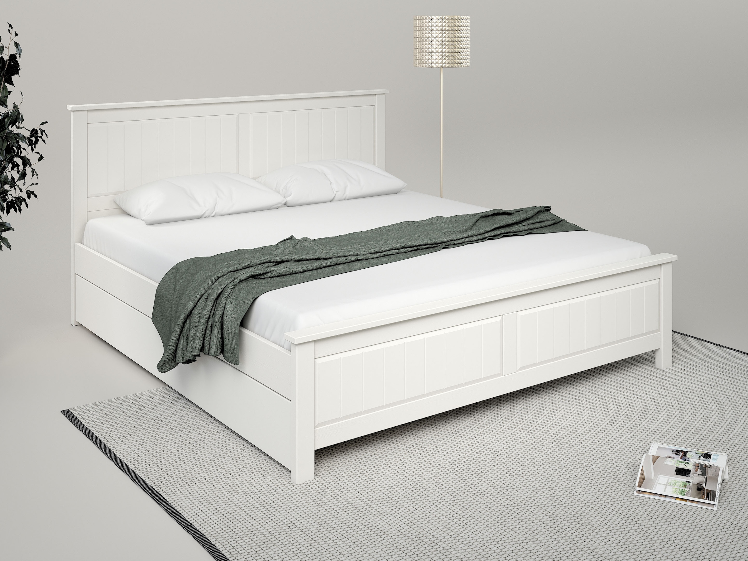 Home affaire Massivholzbett "Northwood, Landhausstil, mit Lamellen und Kass günstig online kaufen