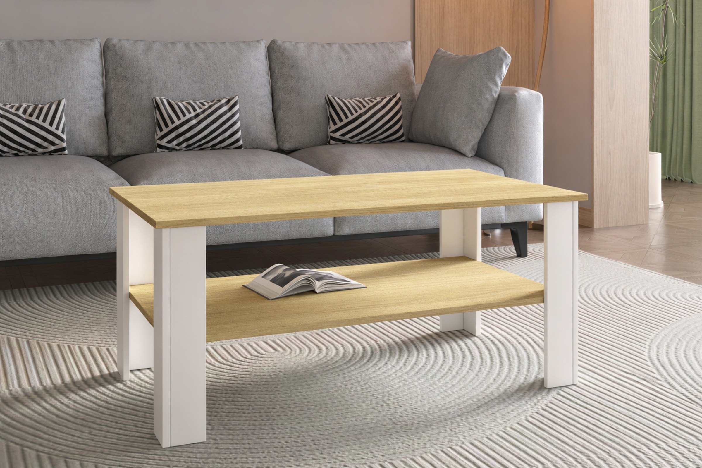 Couchtisch VCM "Sofatisch Couchtisch Beistelltisch Disalo 100x55", braun (weiß, honig, eiche), B:100cm T:55cm, Tische, Couchtisch 2