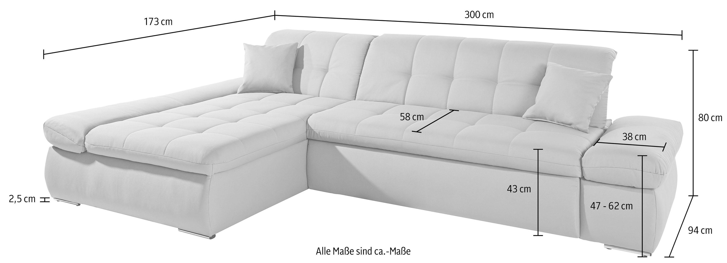 INOSIGN Ecksofa »L-Form«, wahlweise mit Armlehn- und Bettfunktion
