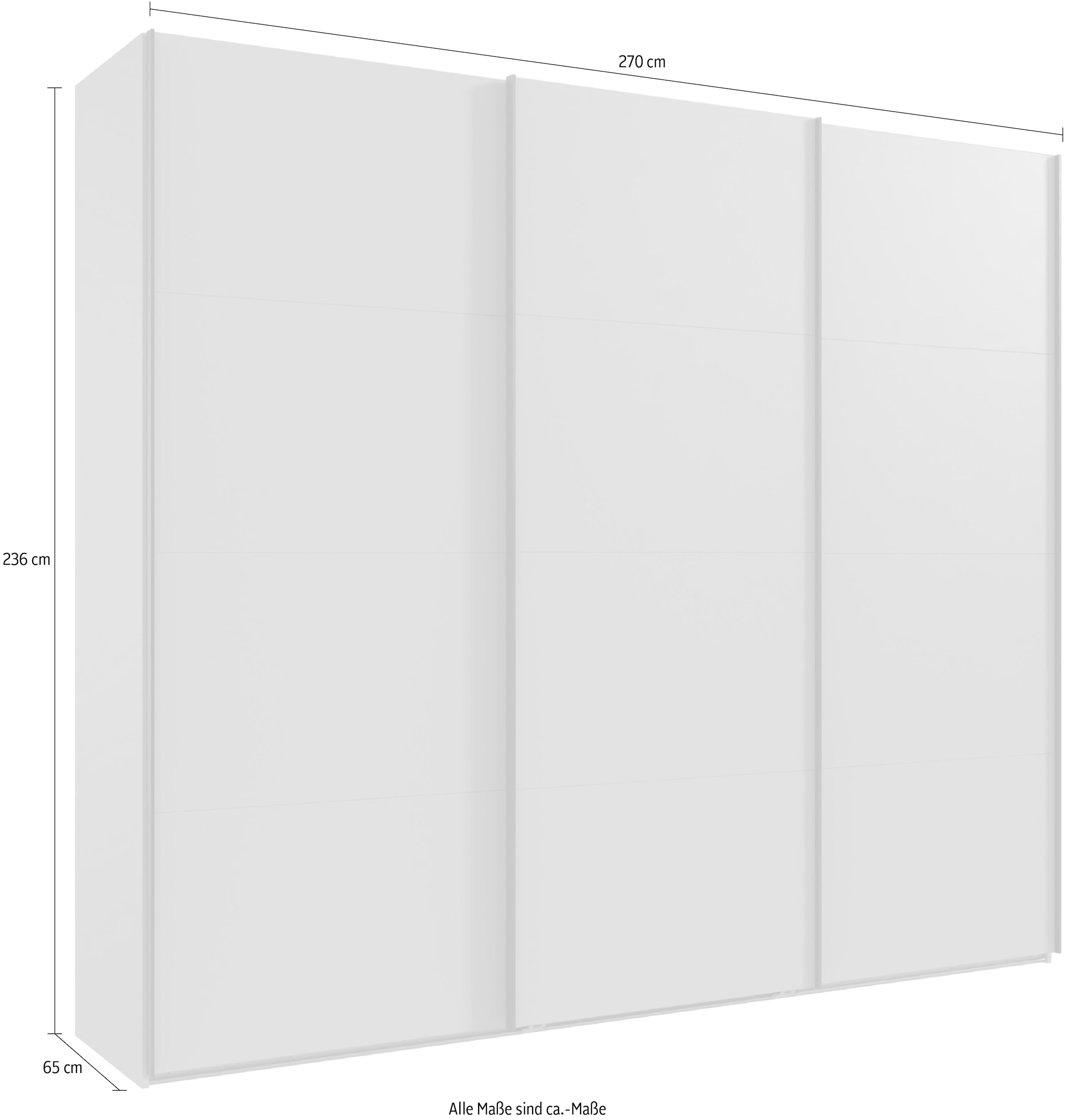Wimex Schwebetürenschrank »Mugano, Made in Germany, Lieferung bis in Deine Etage und Stellort«, (wähle Deine Ausstattung: Basic oder Premium!), 3 Schwebetüren, große Größen, mit oder ohne Spiegel, Metallgriffe