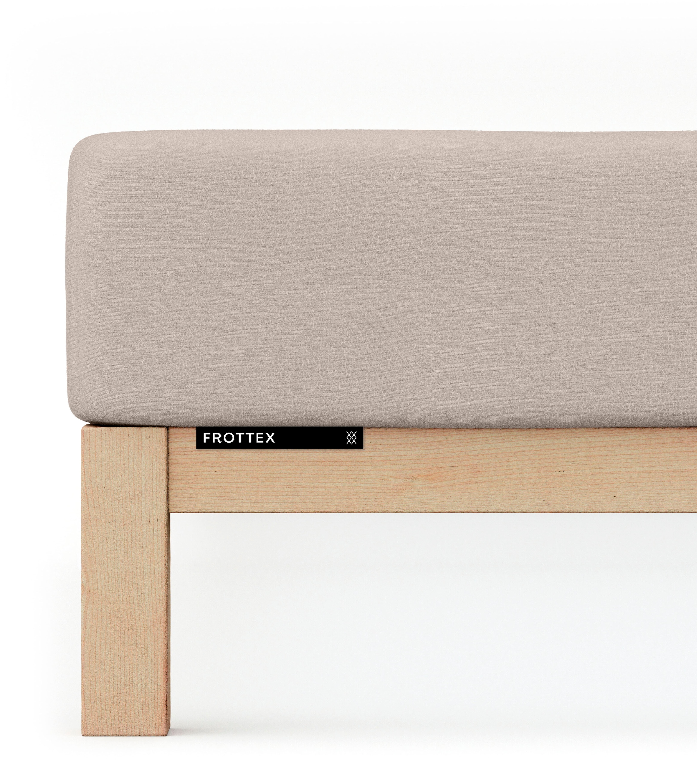 Bettlaken SCHLAFGUT, L:200cm, beige, Frottee, Obermaterial: 75% Baumwolle, 25% Polyester, Bettlaken, "Frottex Spannbettlaken", MADE IN GREEN by