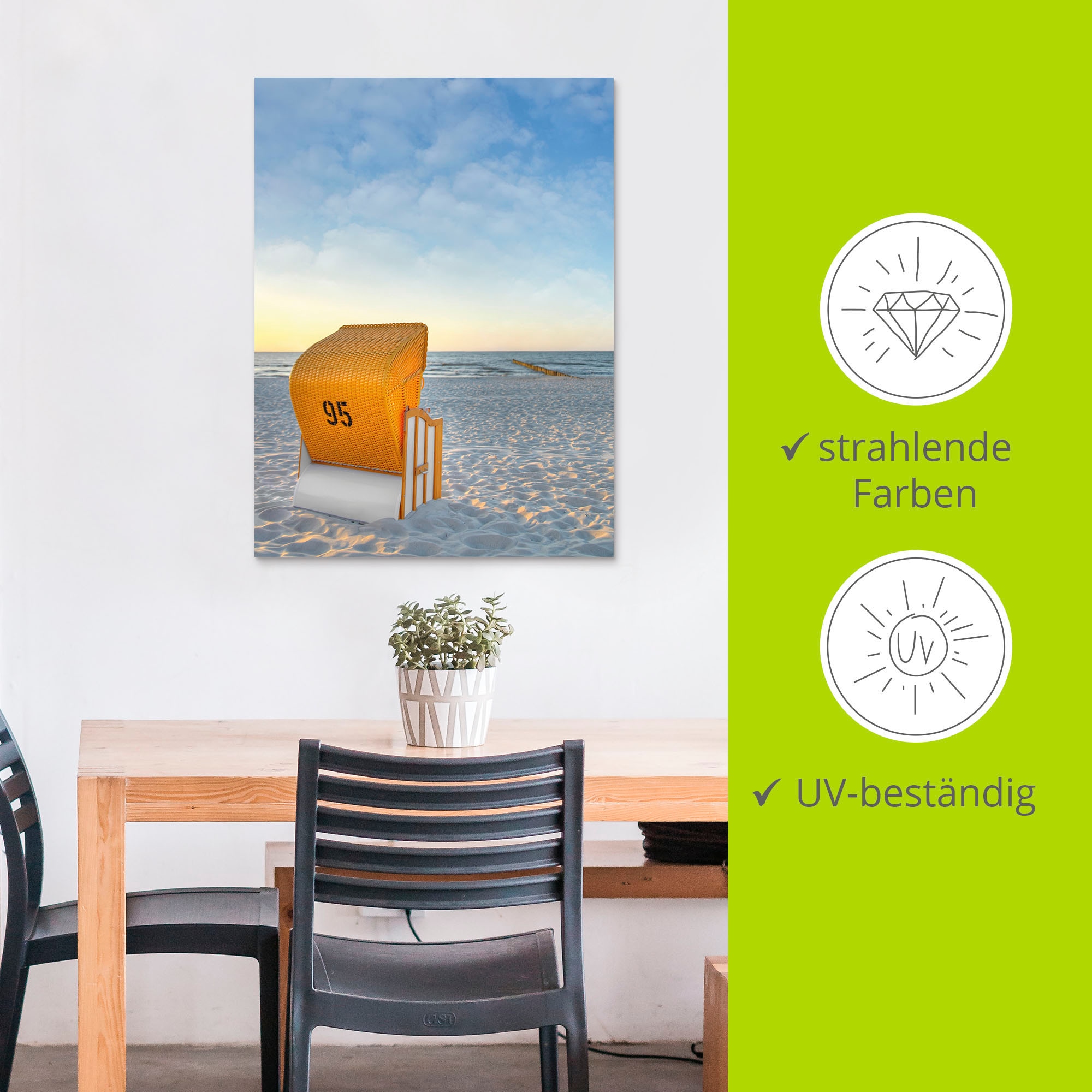 Artland Wandbild »Ostsee7 - Strandkorb«, Strand, (1 St.), als Alubild, Outdoorbild, Leinwandbild, Poster in verschied. Größen