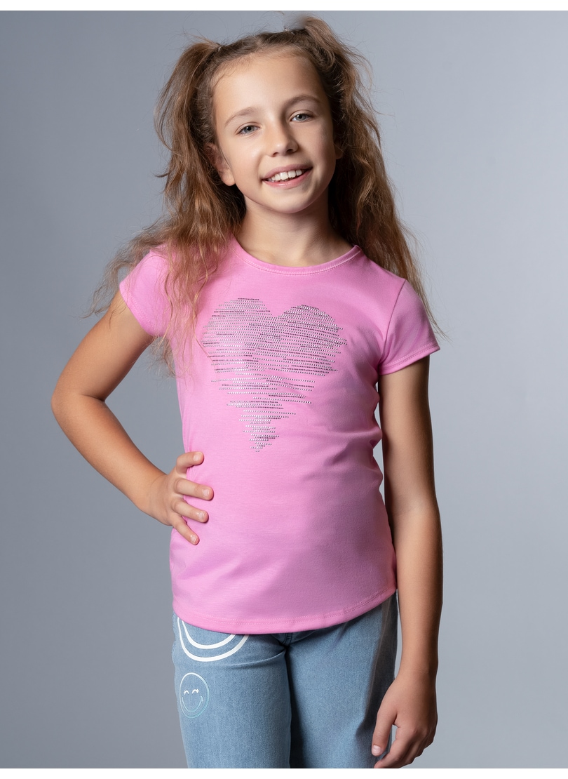 Trigema T-Shirt »TRIGEMA T-Shirt mit glitzerndem Herz-Motiv«, (1 tlg.)