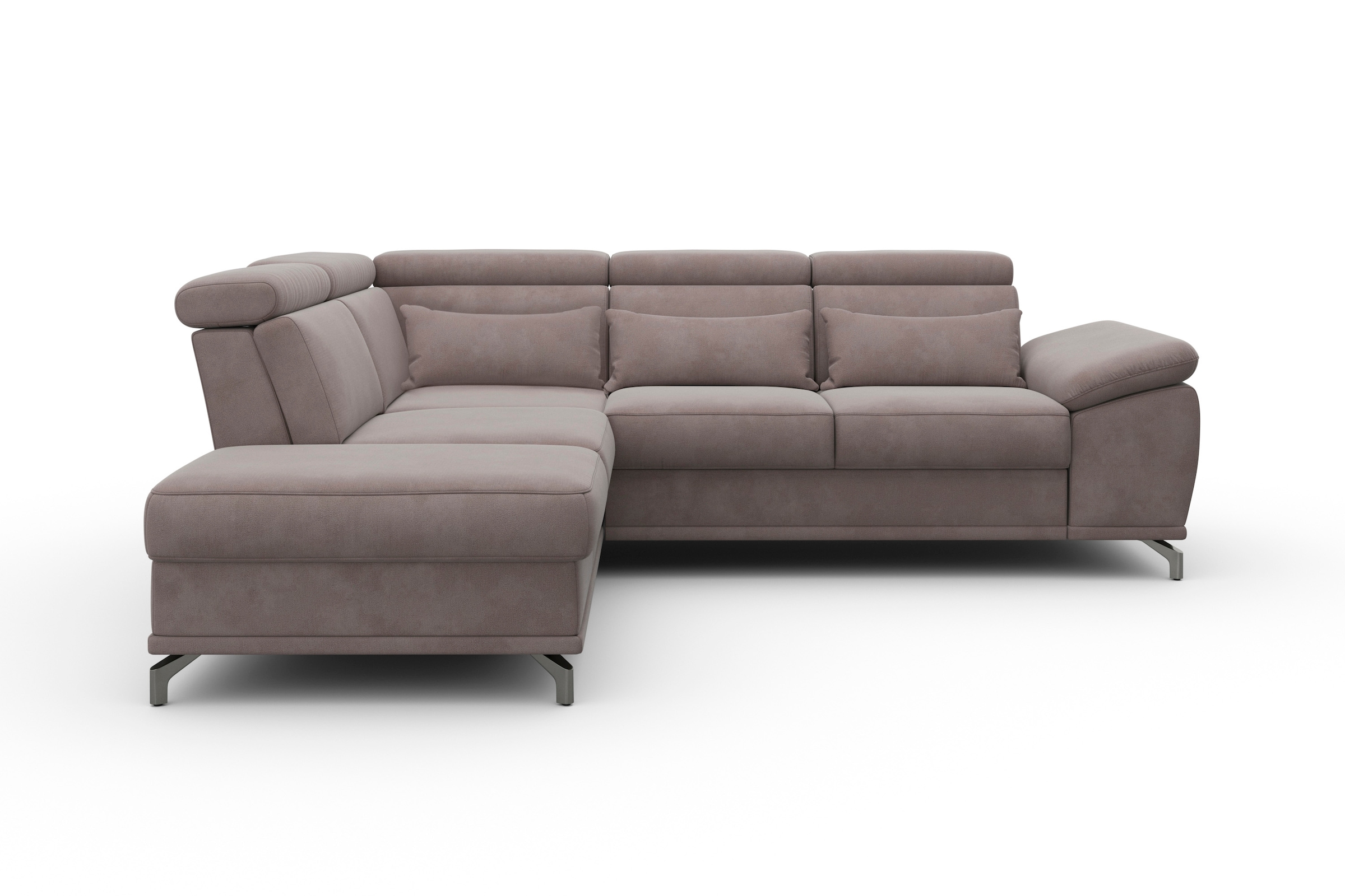 sit&more Ecksofa »Cabrio L-Form, mit Sitztiefenverstellung, Arm- und Kopfteilverstellung«, 3 Nierenkissen, Federkern, optional Bettfunktion und Stauraum