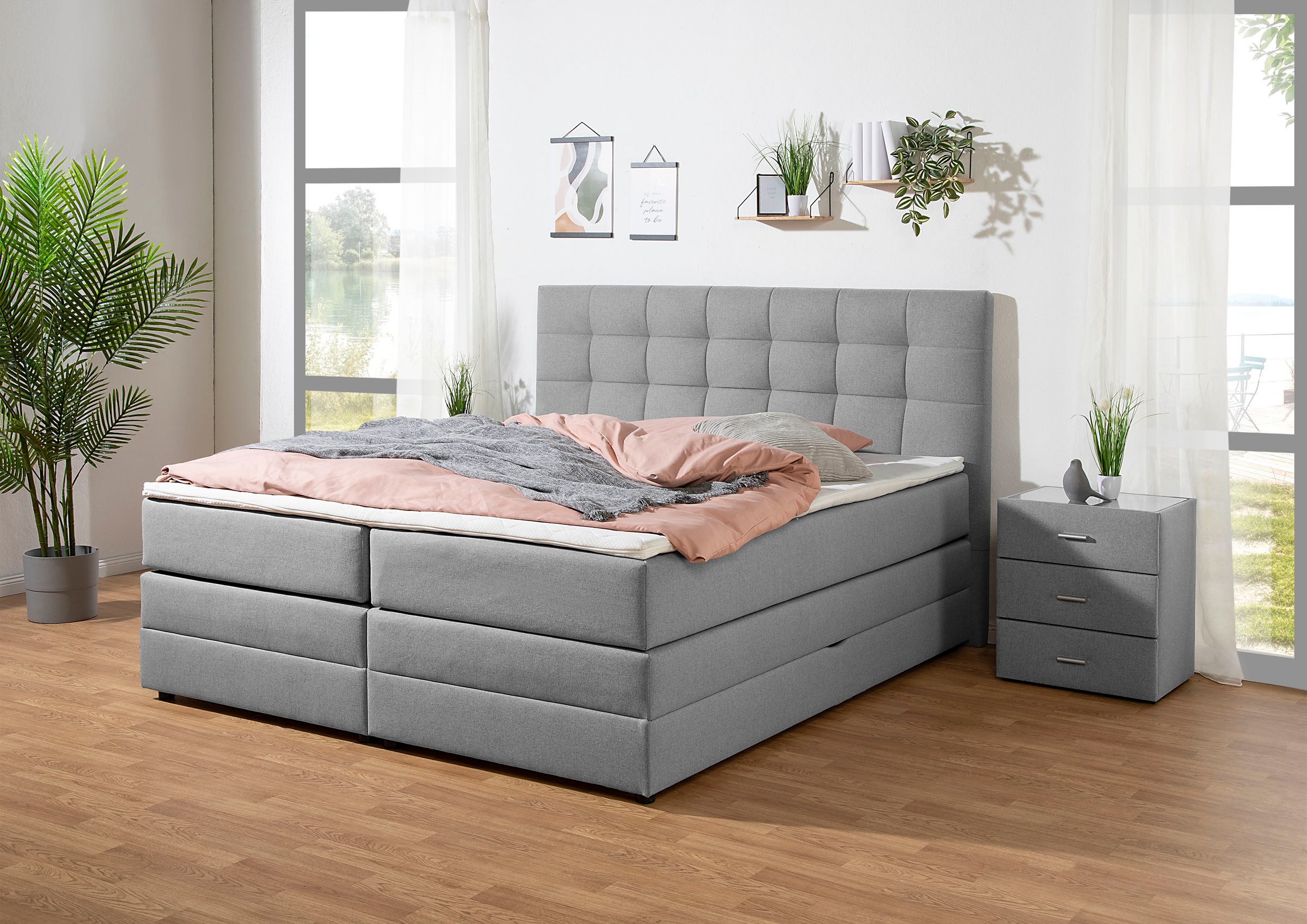 Home affaire Boxspringbett "Ethan" inkl. Topper und geräumigen Bettkasten e günstig online kaufen