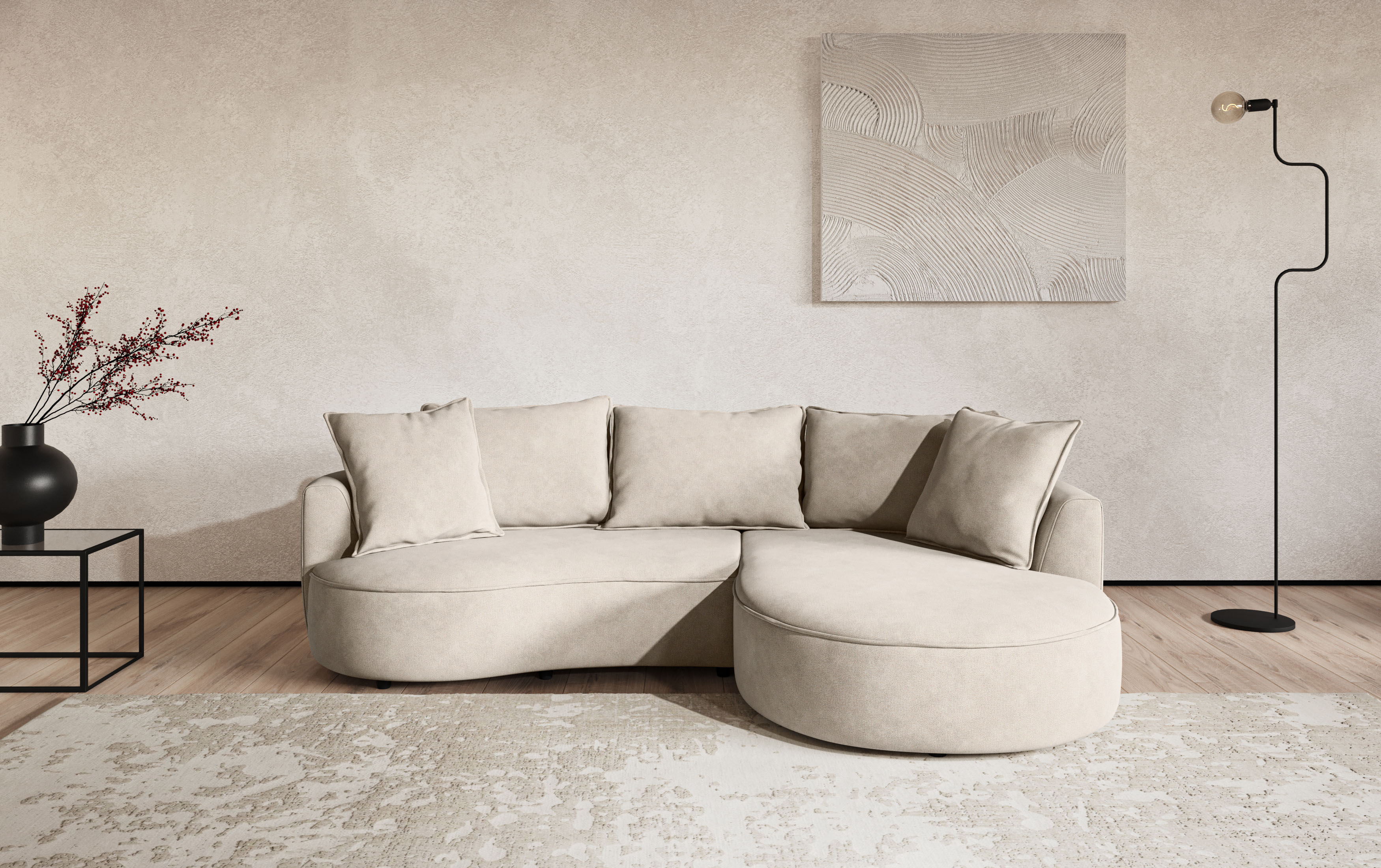 OTTO home Ecksofa "Sana L-Form, B: 260 cm, organische Form, Otto.Verlässliche Qualität" Loungesofa mit Wellenunterfederung