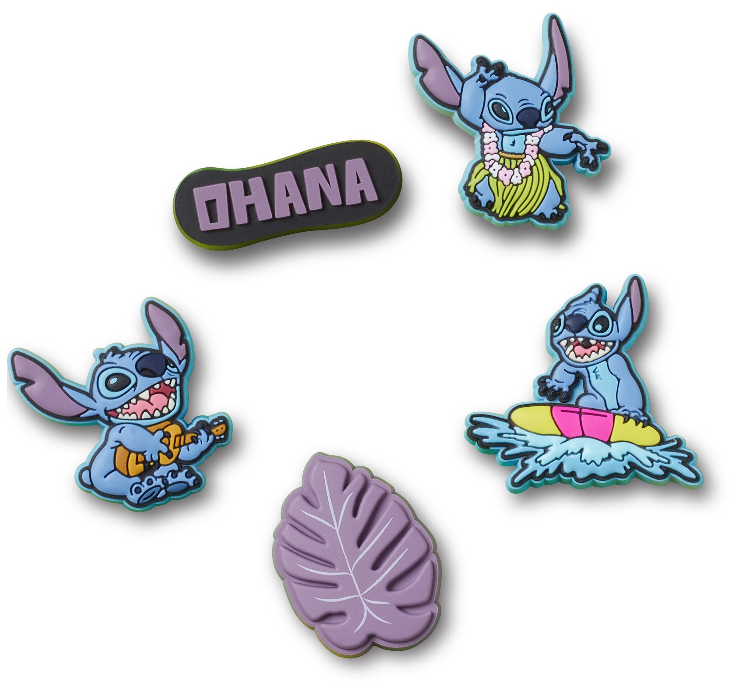 Schuhanstecker CROCS "Jibbitz™ Stitch Tropical", Jungen, grau (grau lila), PVC, Schuhzubehör Schuhanstecker, Charm, Anstecker, Schuh-Anstecker von Lilo und Stich 3