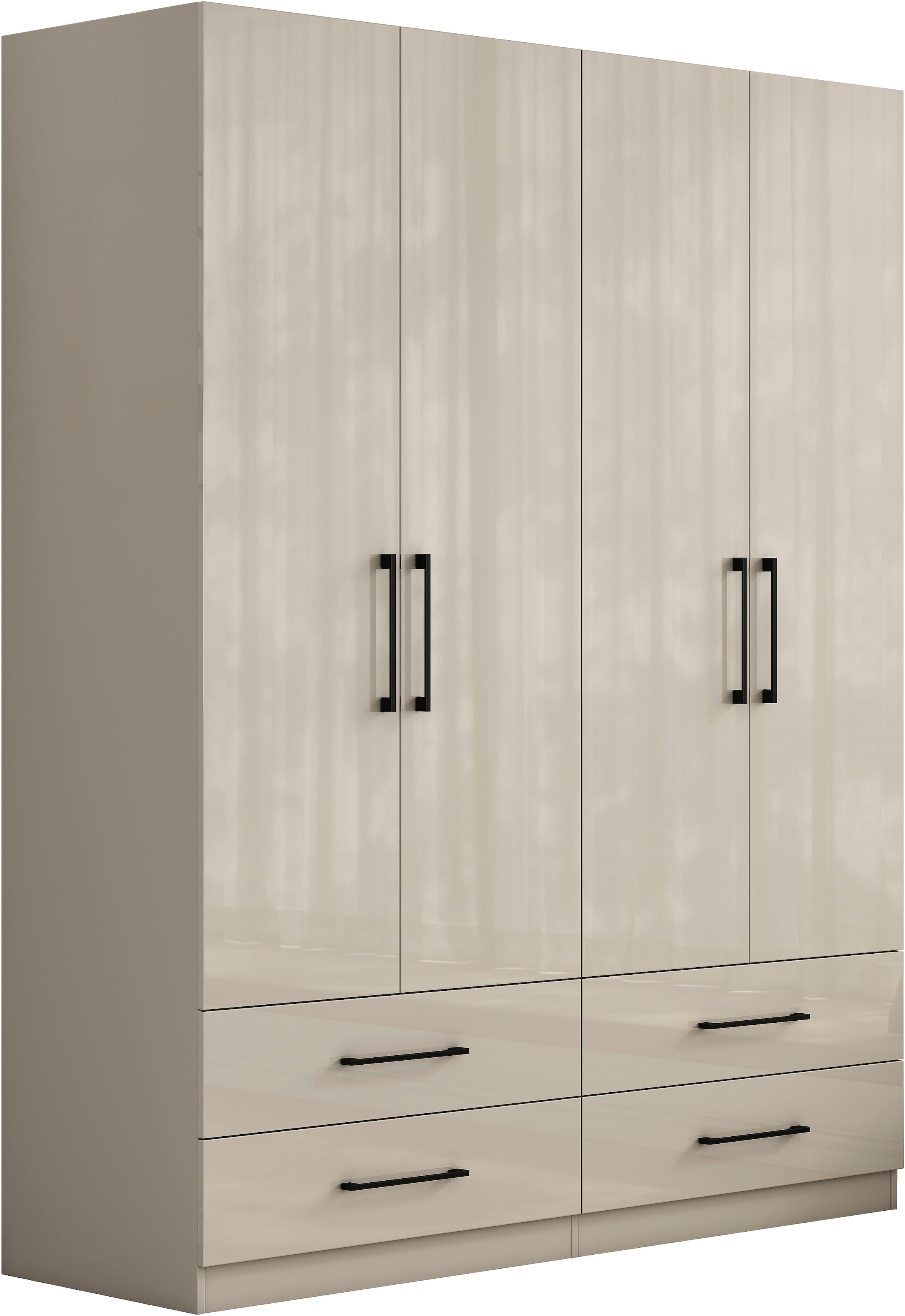 OTTO home Kleiderschrank »Sylt Schlafzimmerschrank Bestseller mit hochglänzenden Fronten« Drehtürenschrank mit 4 Schubladen und 4 Türen,  Schrank in Breite 160 mit viel Stauraum