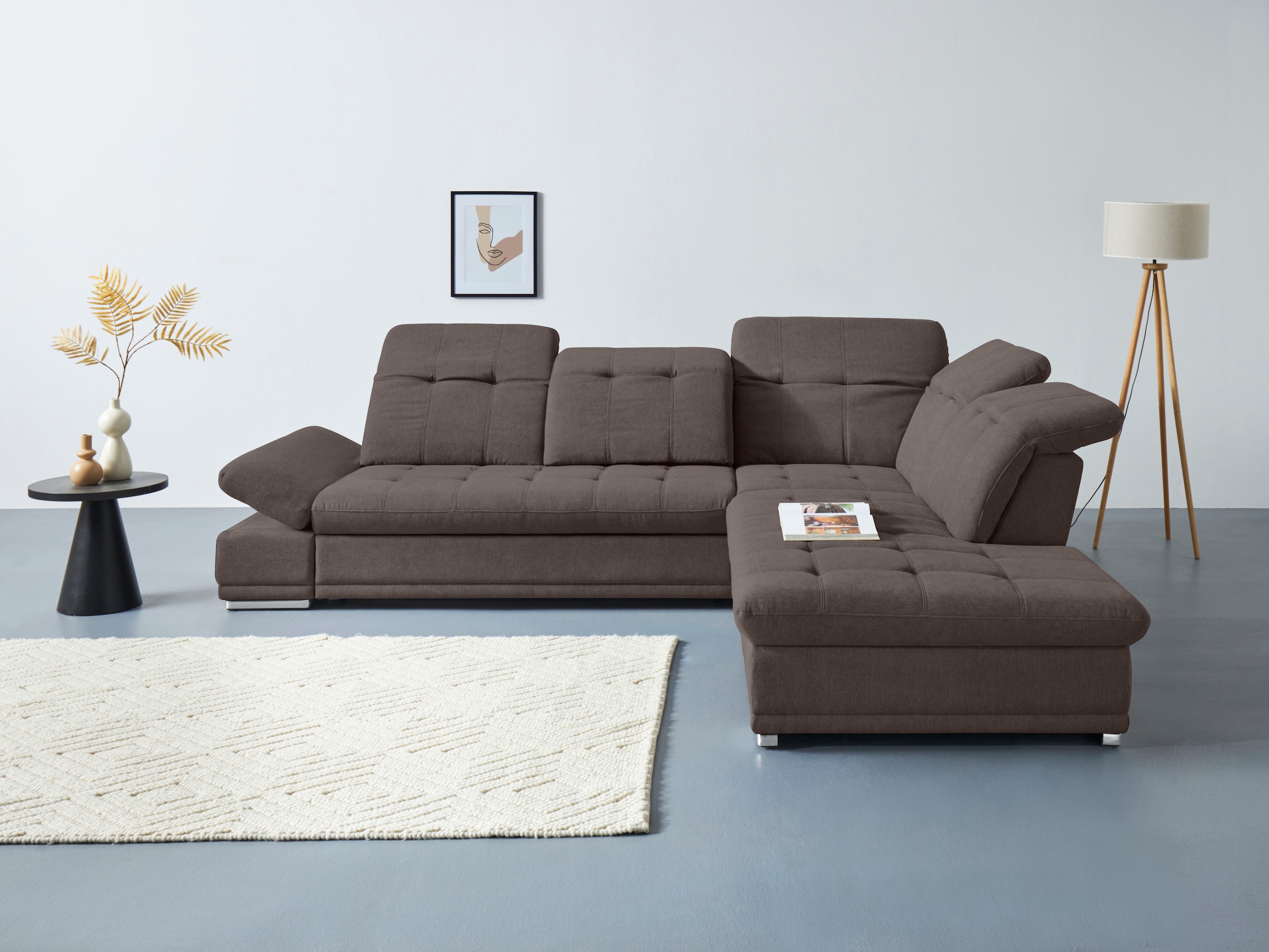 COTTA Ecksofa "Holiday L-Form mit Sitztiefen-, Armteil- und Kopfteilverstellung" wahlweise mit Schlaffunktion & Bettkasten