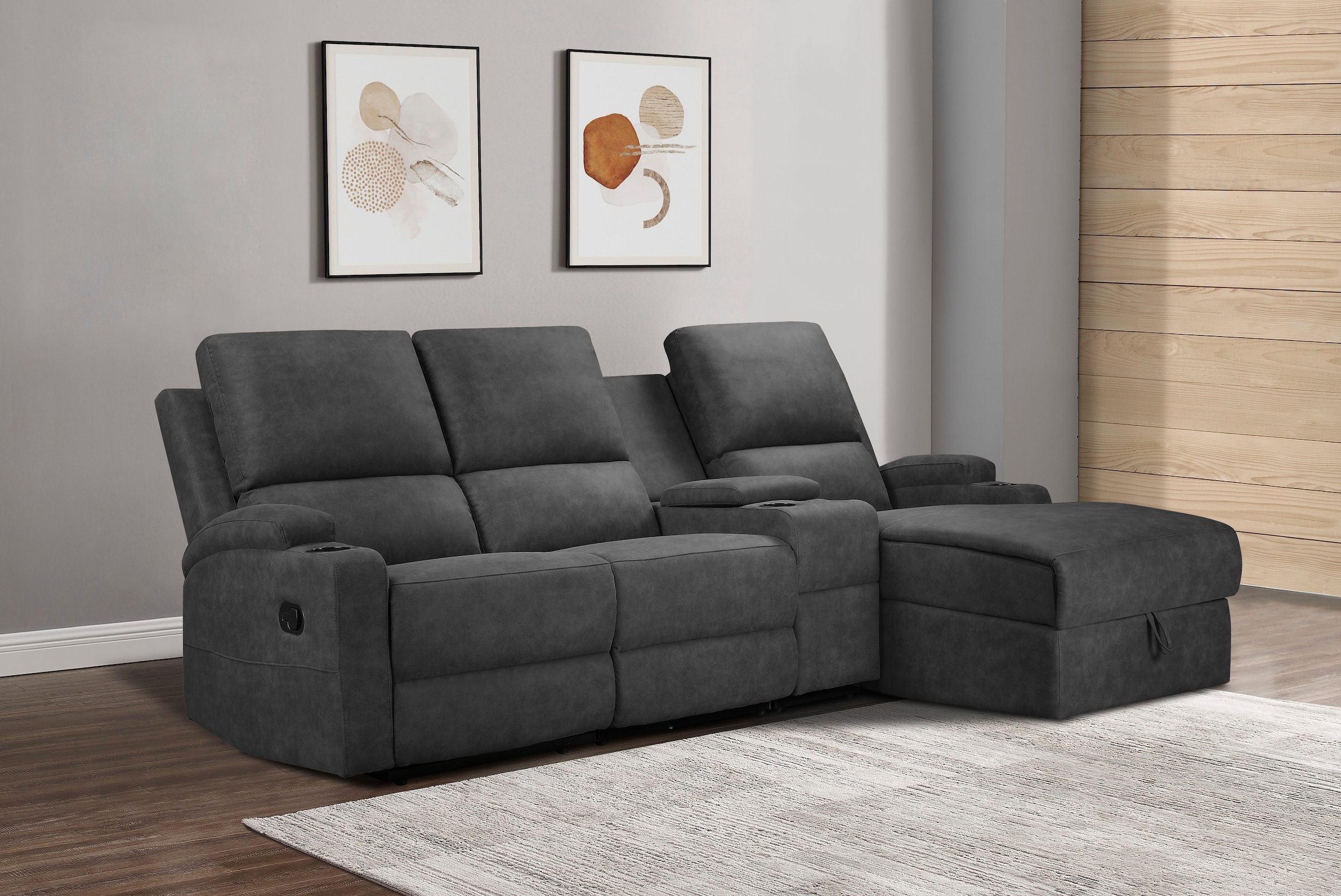 Home affaire Ecksofa "NAPORI Multimediasofa, 3er Kinosessel XXL, L-Form, 3 günstig online kaufen