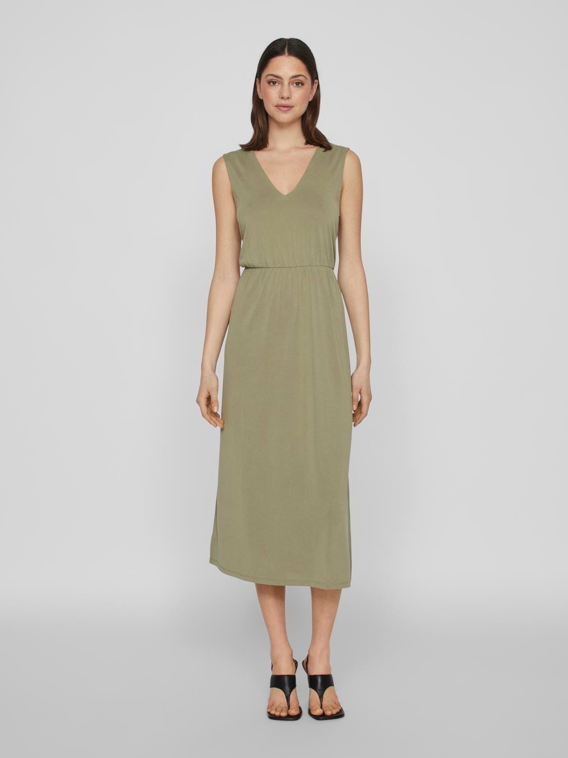 Vila Maxikleid »VIMODALA V-NECK S/L MIDI DRESS - NOOS«