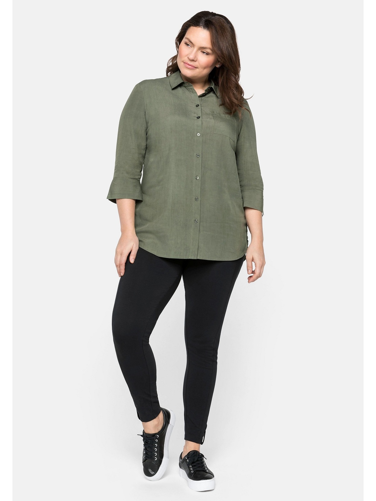 Sheego Leggings »Große Größen«, in Ankle-Länge, mit Knopfdetail am Saum